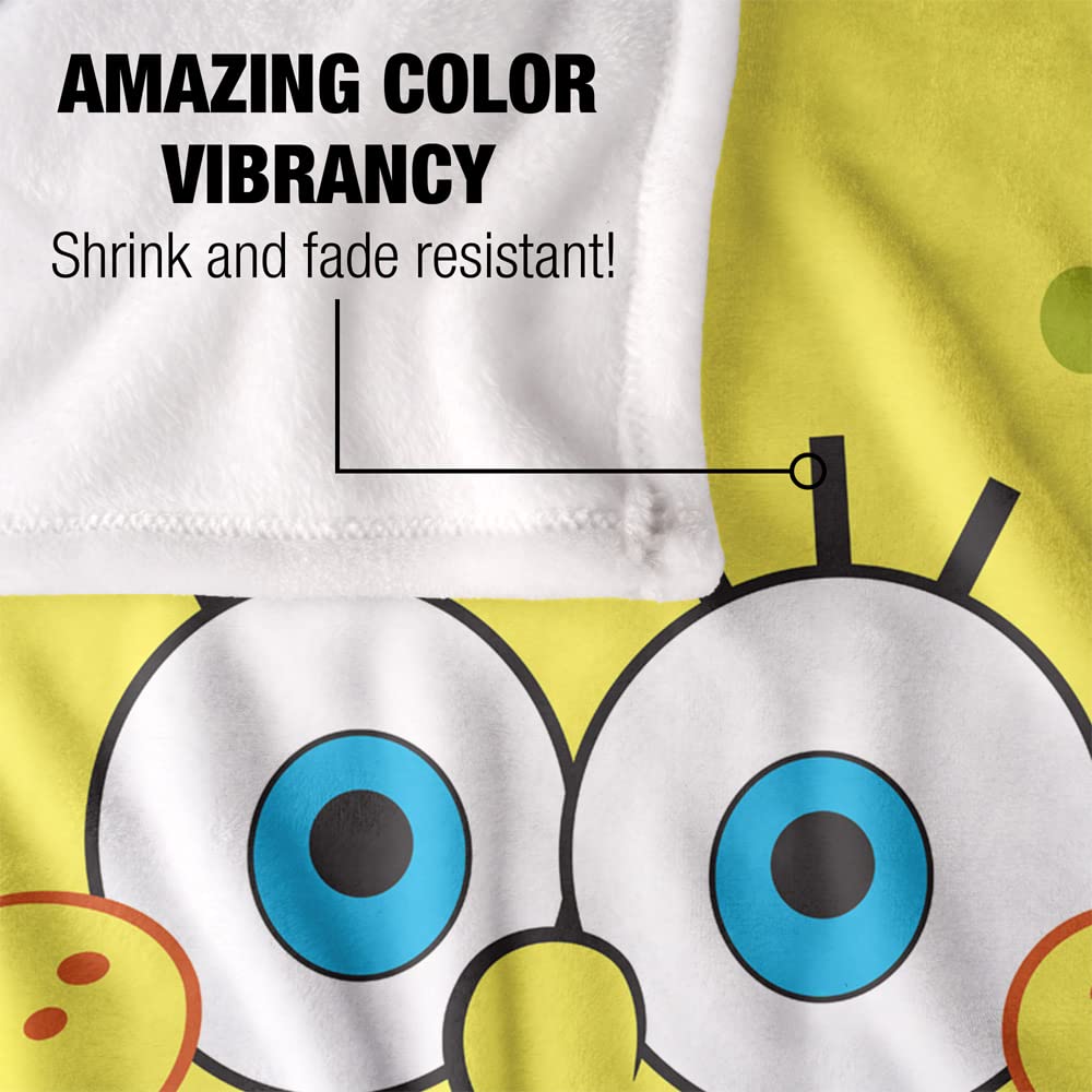 SpongeBob SquarePants Fleece Blanket 50x60 Inches - Super Soft & Silky Touch with Goofy Smile Design - Perfect for Bed, Sofa, Movie Nights & Gift Giving