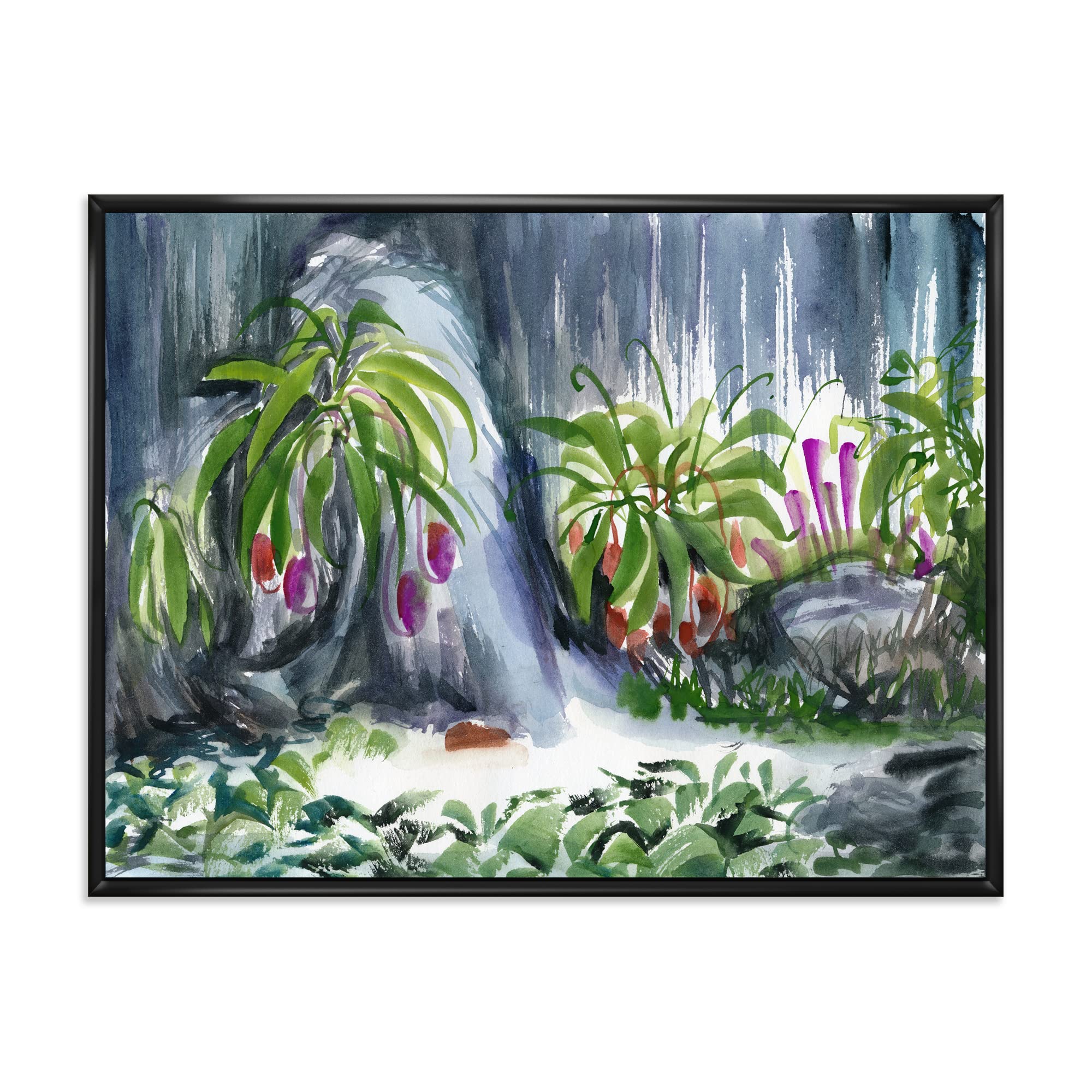 Tropical Plants Oasis - Farmhouse Style Framed Canvas Wall Art Print | Nature-Inspired Home Decor for Living Room, Bedroom & Office