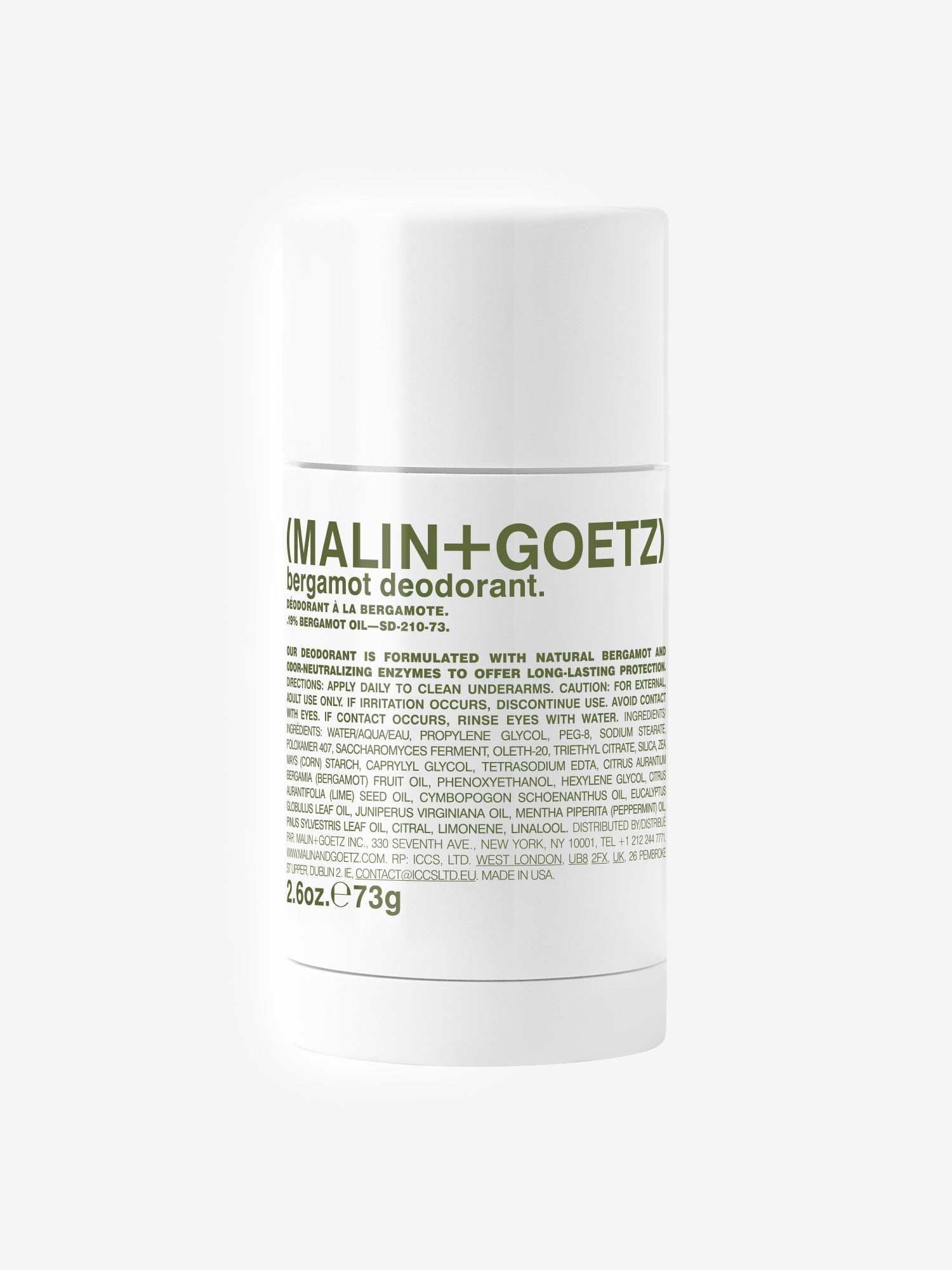 Malin+Goetz Bergamot Natural Deodorant for Men & Women - 72-Hour Odor Protection, Aluminum-Free, Vegan & Cruelty-Free - Fresh Citrus Scent for Daily Use at Home, Work & Gym
