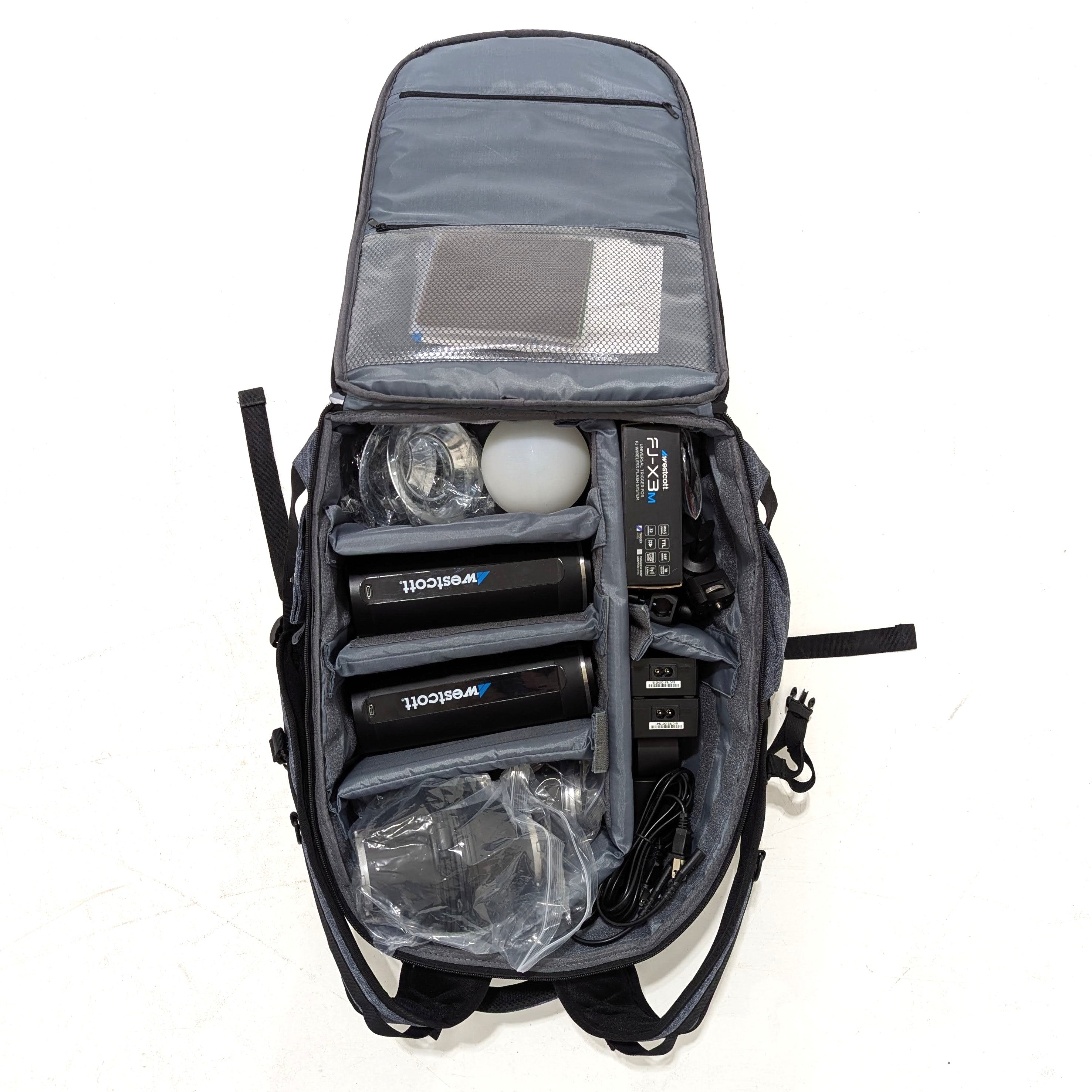 Open Box Fair - Westcott FJ200 Strobe 2 Light Backpack Kit with FJ X3 M Universal Wireless Trigger for Professional Photography & Studio Lighting
