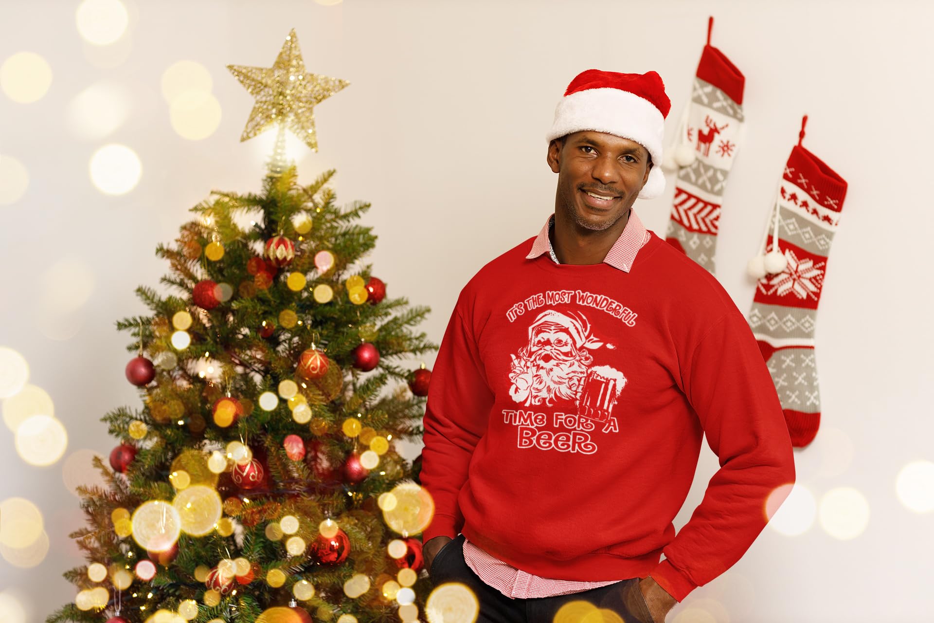 Christmas Beer Crewneck Sweatshirt - Festive Holiday Pullover for Ugly Sweater Parties & Cozy Winter Gatherings