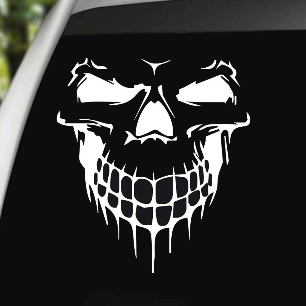 3D Skull Car Decals - Premium Laser-Cut Vinyl Stickers for Windows, Doors, Trucks & Bumpers - Silver Gothic Skull Decor for Car Styling & Personalization - Perfect for Halloween, Car Shows & Custom Vehicle Decoration