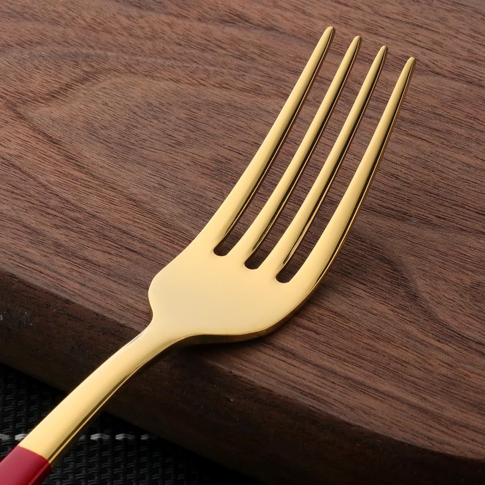 4-Piece Stainless Steel Flatware Set - Knives, Spoons & Forks for Home, Kitchen, Restaurant & Hotel - Mirror Polished Black Gold Utensils - Dishwasher Safe - Perfect for Dining, Parties, Gifts & Everyday Use