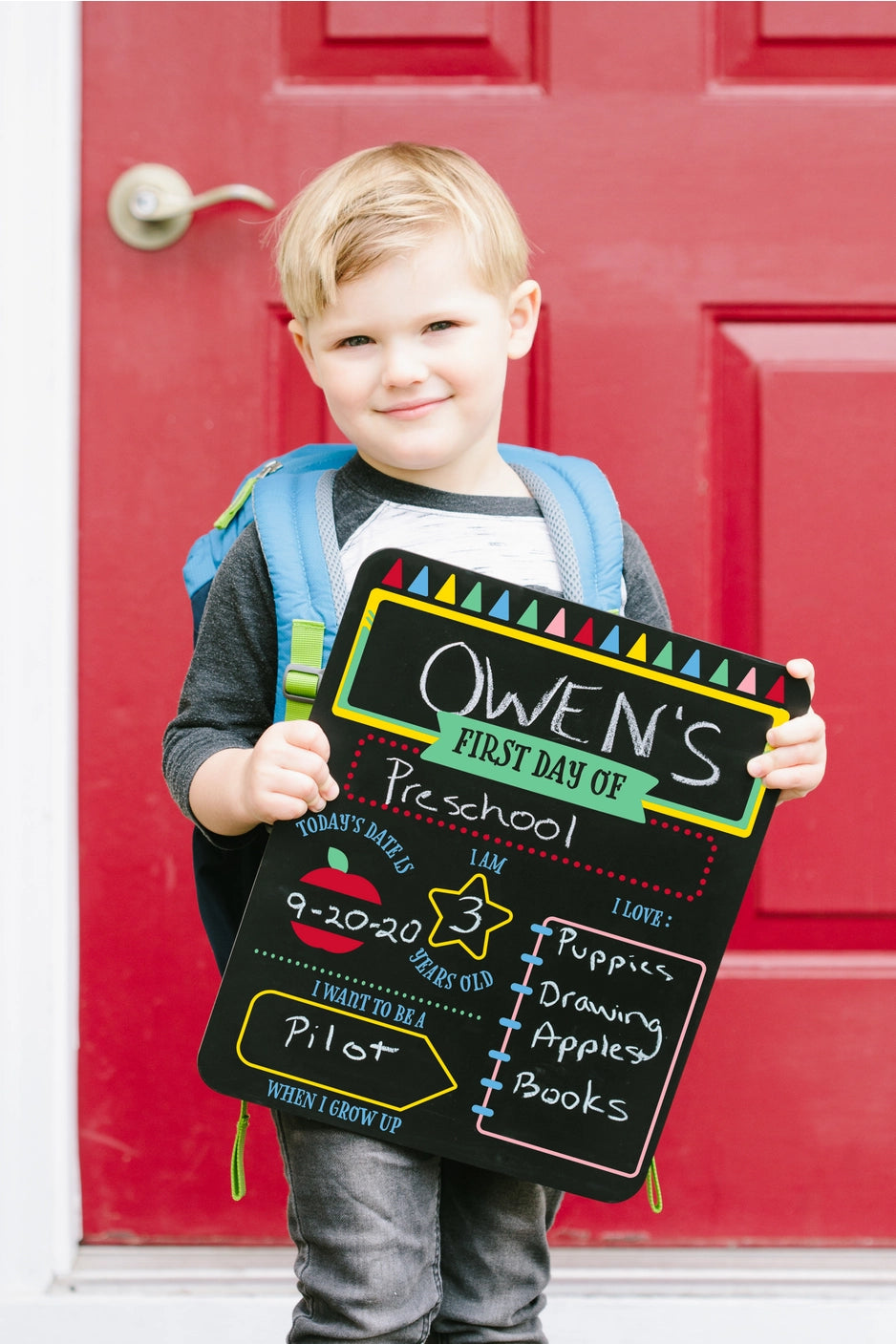 First & Last Day of School Reversible Chalkboard Sign - Double Sided Personalized Photo Prop for Back to School & Graduation - Perfect for Kindergarten, Preschool & Homeschool Memories