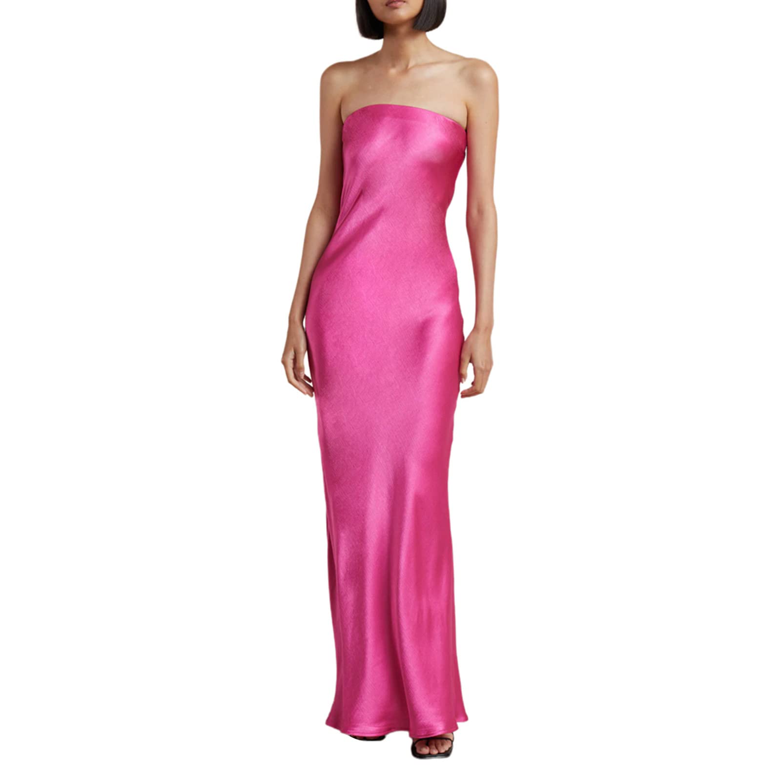 Elegant Sleeveless Backless Satin Tube Dress for Women - Strapless Cocktail Party & Wedding Banquet Long Dress - Perfect for Evening Events, Formal Occasions, and Special Celebrations