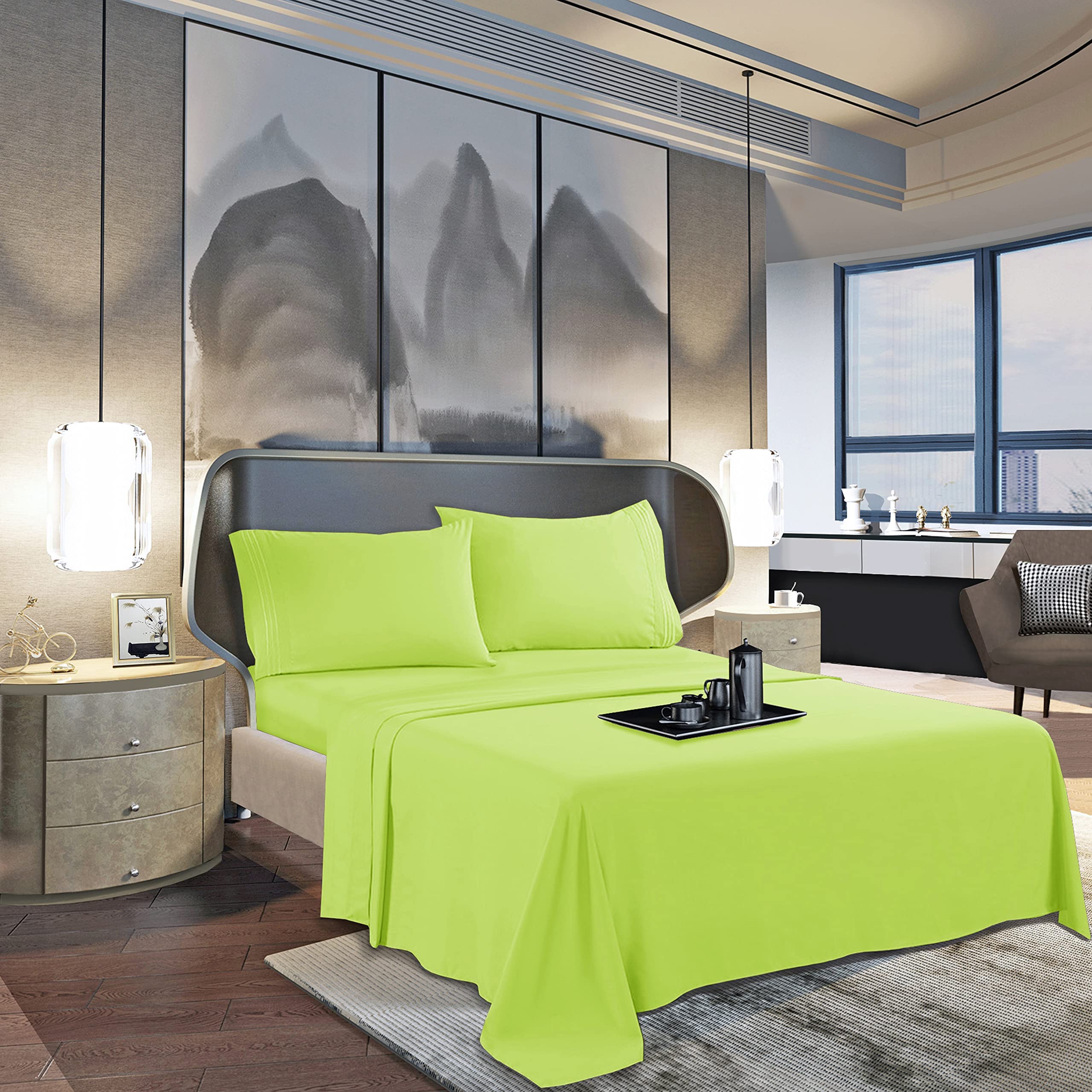 Luxury 4-Piece Cal King Size Sheet Set - 100% Cotton Hotel Quality Bed Sheets - Ultra Soft & Breathable Cooling Sheets - 18