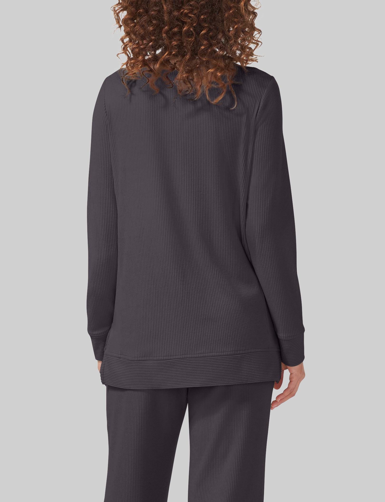 Women's Zen Ribbed Long Sleeve Crew Neck T-Shirt - Soft Stretchy Casual Top for Yoga, Workout & Everyday Wear