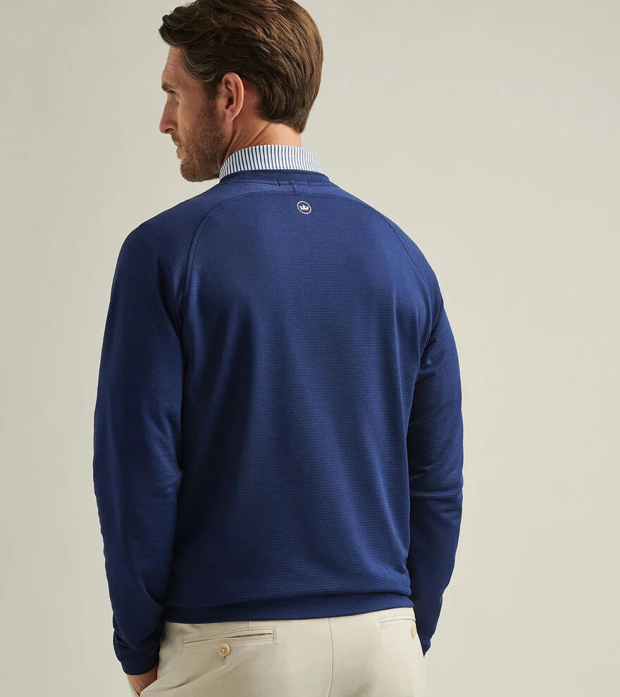 Peter Millar Men's Beaumont Performance Crew Sweater - Navy Blue Pullover for Golf, Office & Casual Wear | Premium Merino Wool Blend for All-Season Comfort