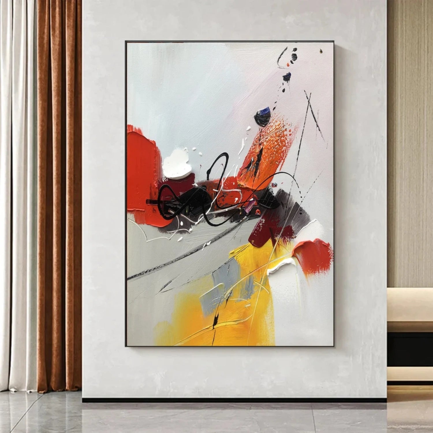Abstract Texture Painting #AB 326 - Modern Wall Art Decor for Living Room, Bedroom & Office - Handmade Canvas Artwork