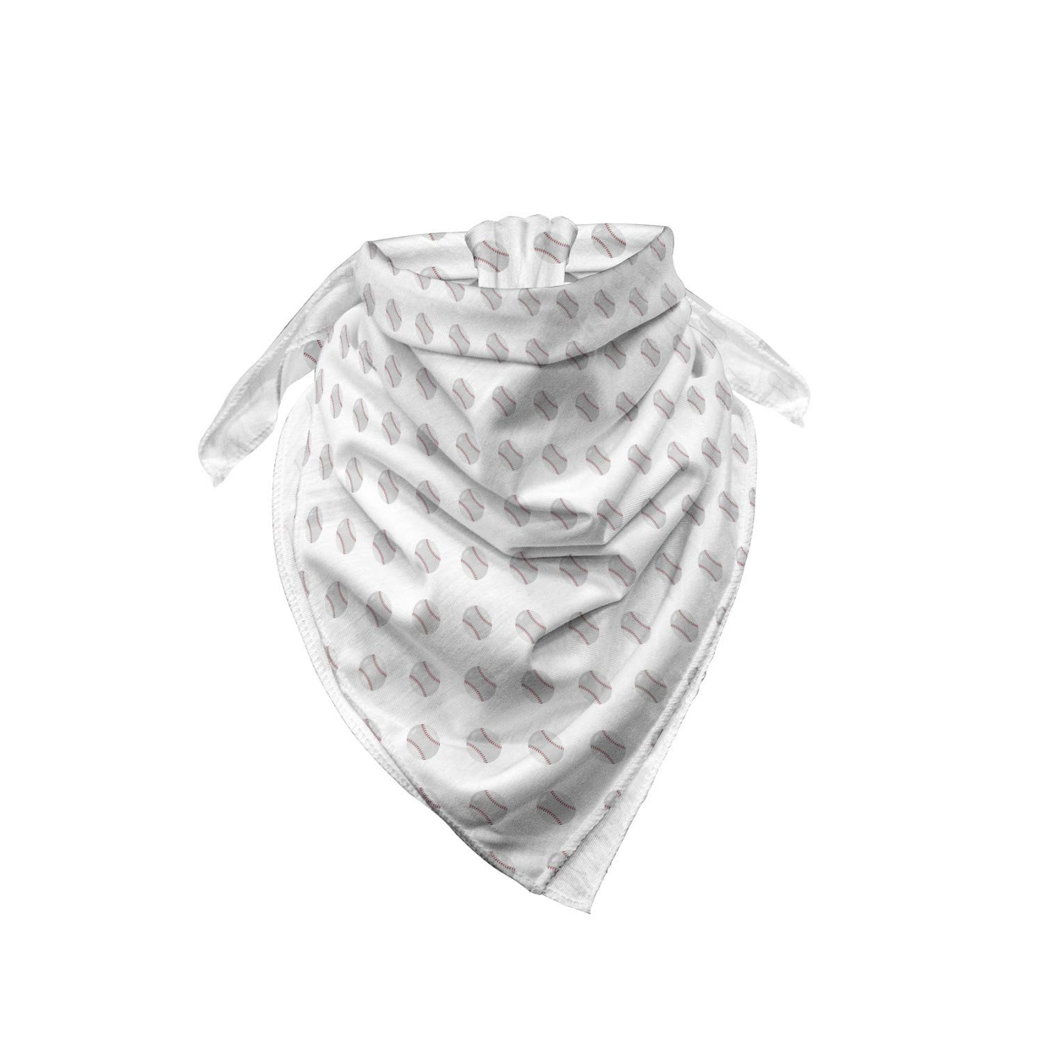 Lunarable Unisex Baseball Bandana - Stylish Flat Design Balls Pattern in Pale Grey Ruby - Perfect for Baseball Games, Sports Events & Outdoor Activities