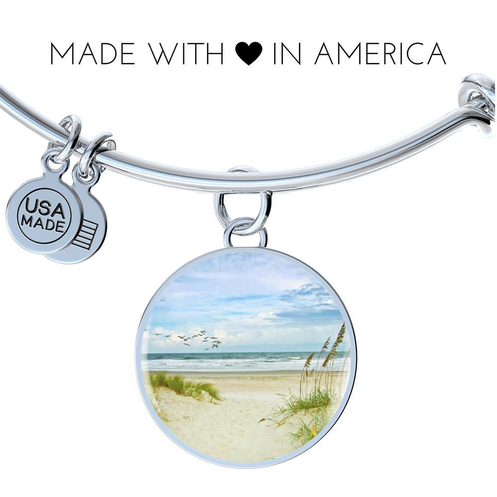 Handmade Beach Painting Bangle Bracelet - Ocean Wave Design Adjustable Women's Jewelry for Summer Vacation, Boho Festival & Beach Party Accessories