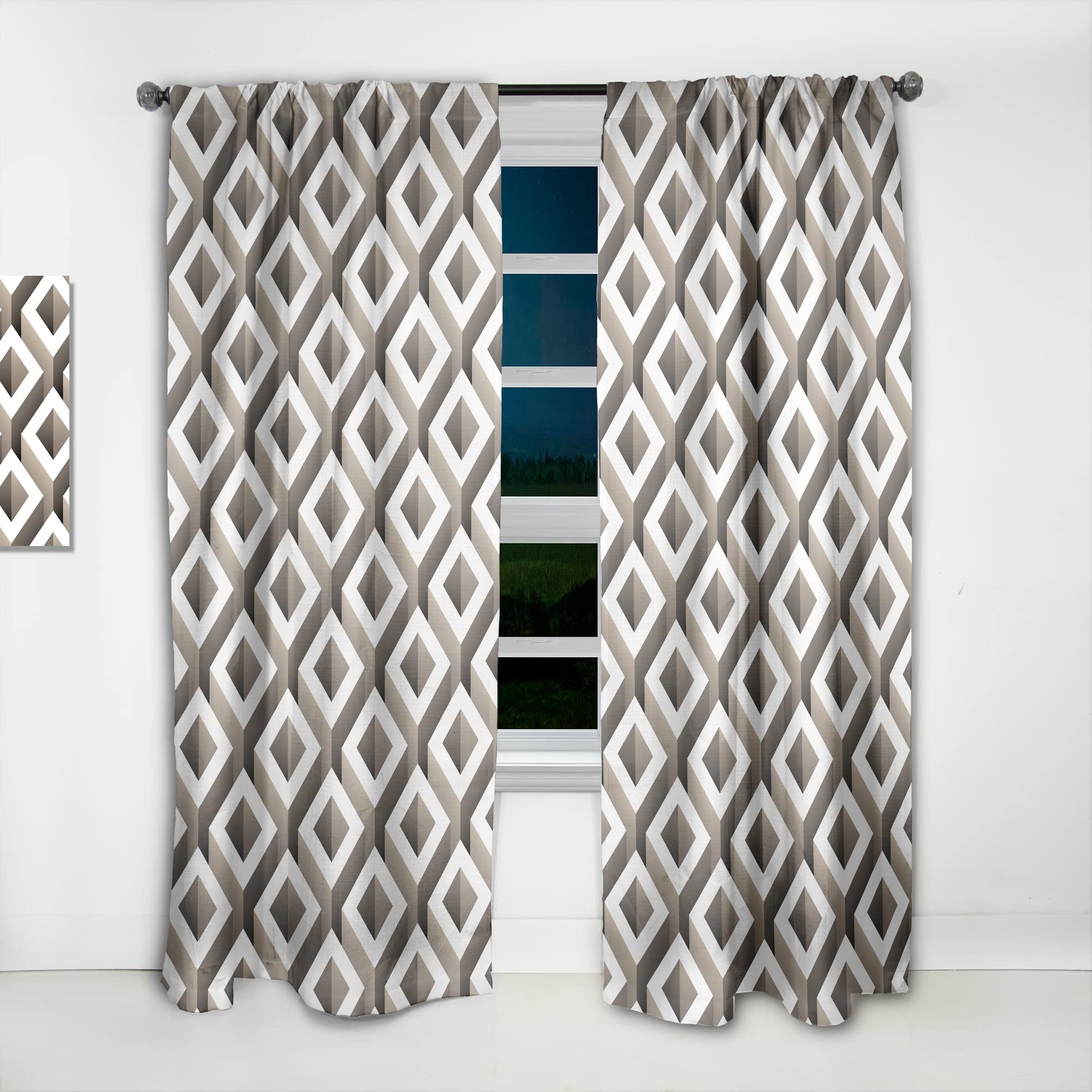 DesignQ 'Boxes Illustration' Thermal Insulated Curtains - Single Panel (52x120 inches) for Bedroom & Living Room - Blackout Drapes for Home Decor & Light Control