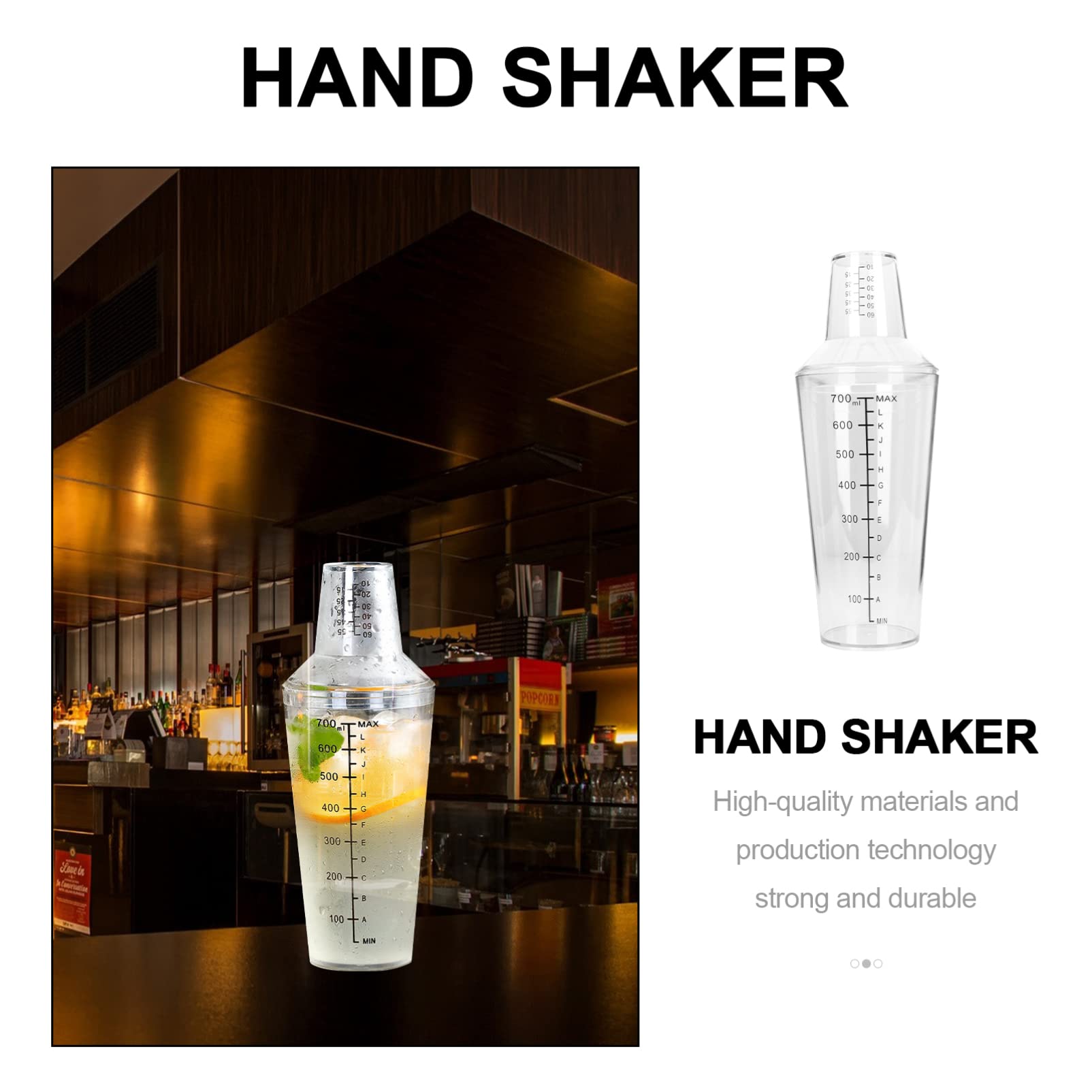 Zerodeko Snow Grams Plastic Cup - 16oz Clear Drinkware for Milk Tea, Cocktails & Protein Shakes | Stainless Steel Cocktail Shaker with Measuring Scale | Perfect for Bartending, Home Mixing & Party Drinks