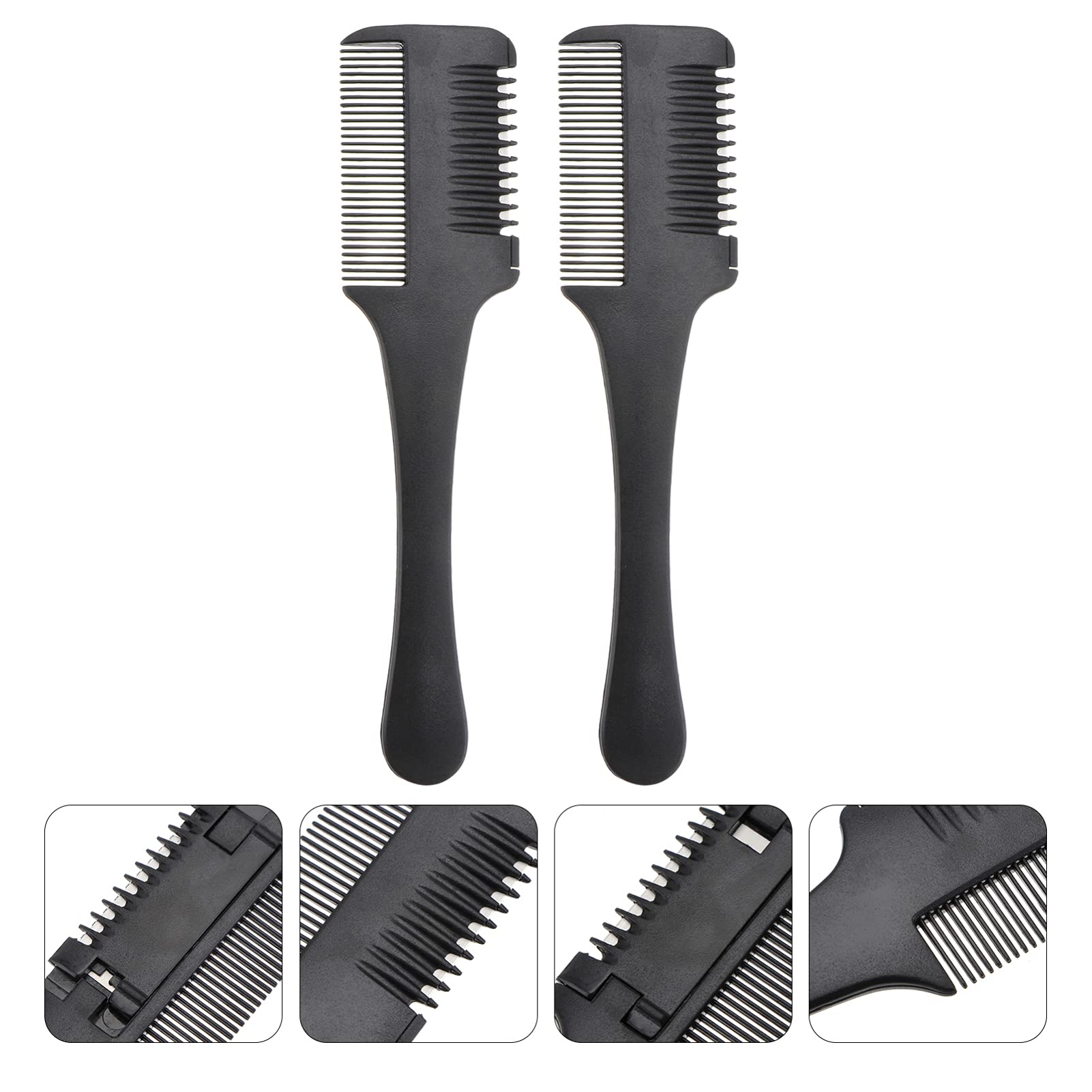 2-Pack Double Edge Hair Thinning Razor Comb - Professional Hair Cutting Tool for Thinning & Texturizing - Perfect for Home & Salon Use (Black) | Great for Styling, Layering & Creating Natural-Looking Haircuts