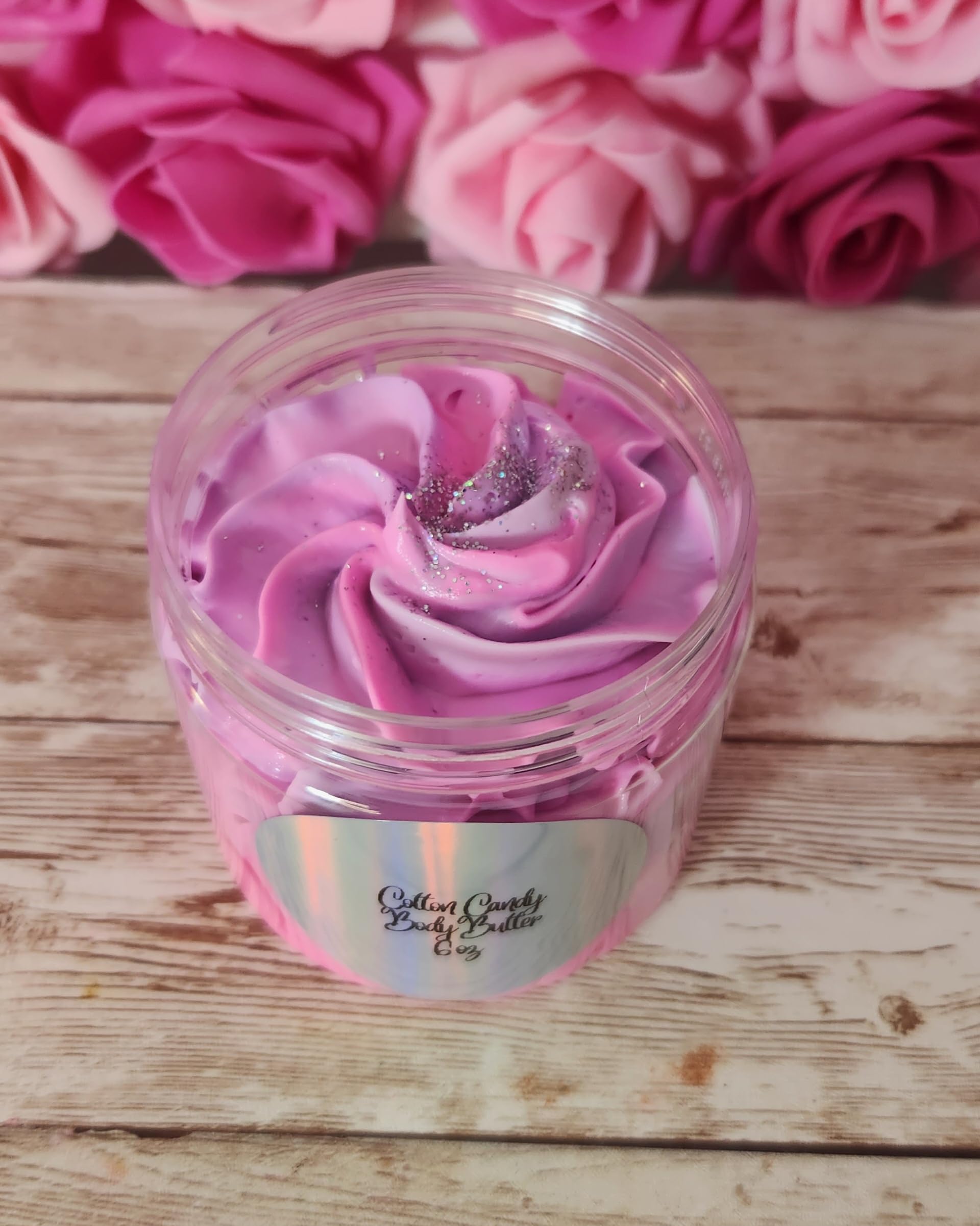 Luxury Cotton Candy Whipped Body Butter - Handmade with Shea, Cocoa & Mango Butter | All Natural Body Frosting with Sugar Pearls | Perfect for Dry Skin Care & Gift Giving