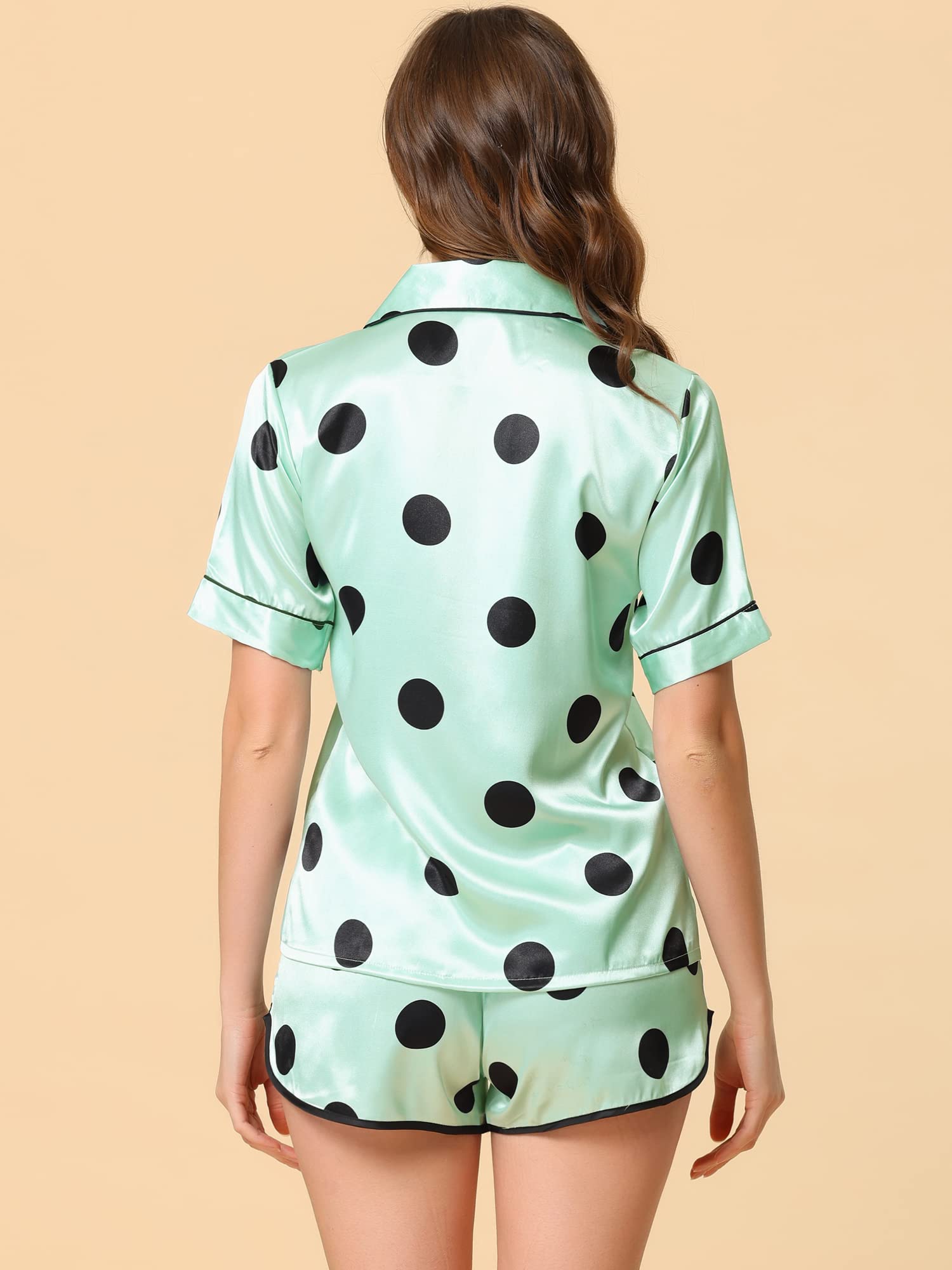 Cheibear Women's Satin Pajama Set - Soft Sleepwear & Lounge Shorts PJs for Comfortable Nights - Perfect for Sleepovers, Relaxing at Home, and Spa Days