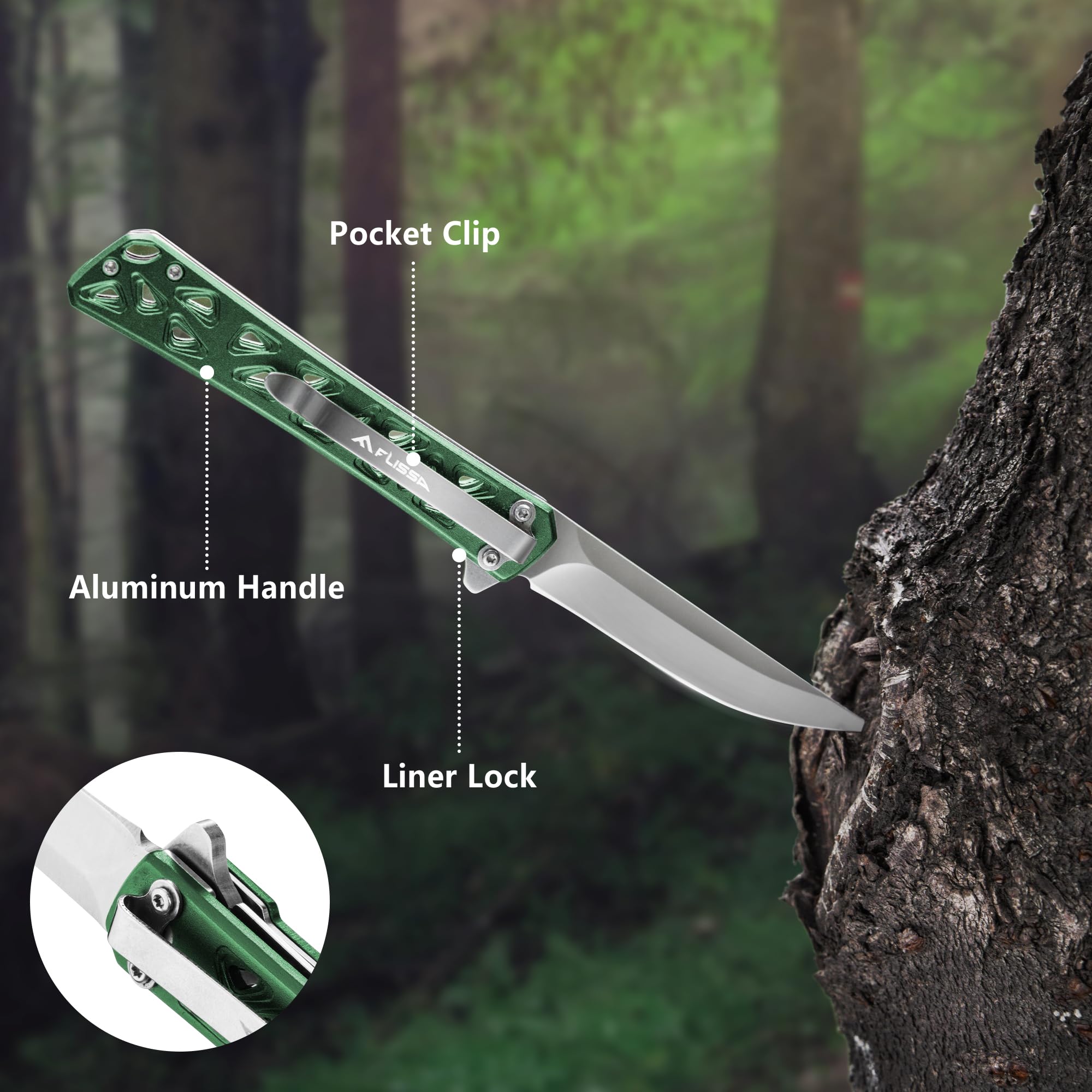 FLISSA Folding Pocket Knife 4.5
