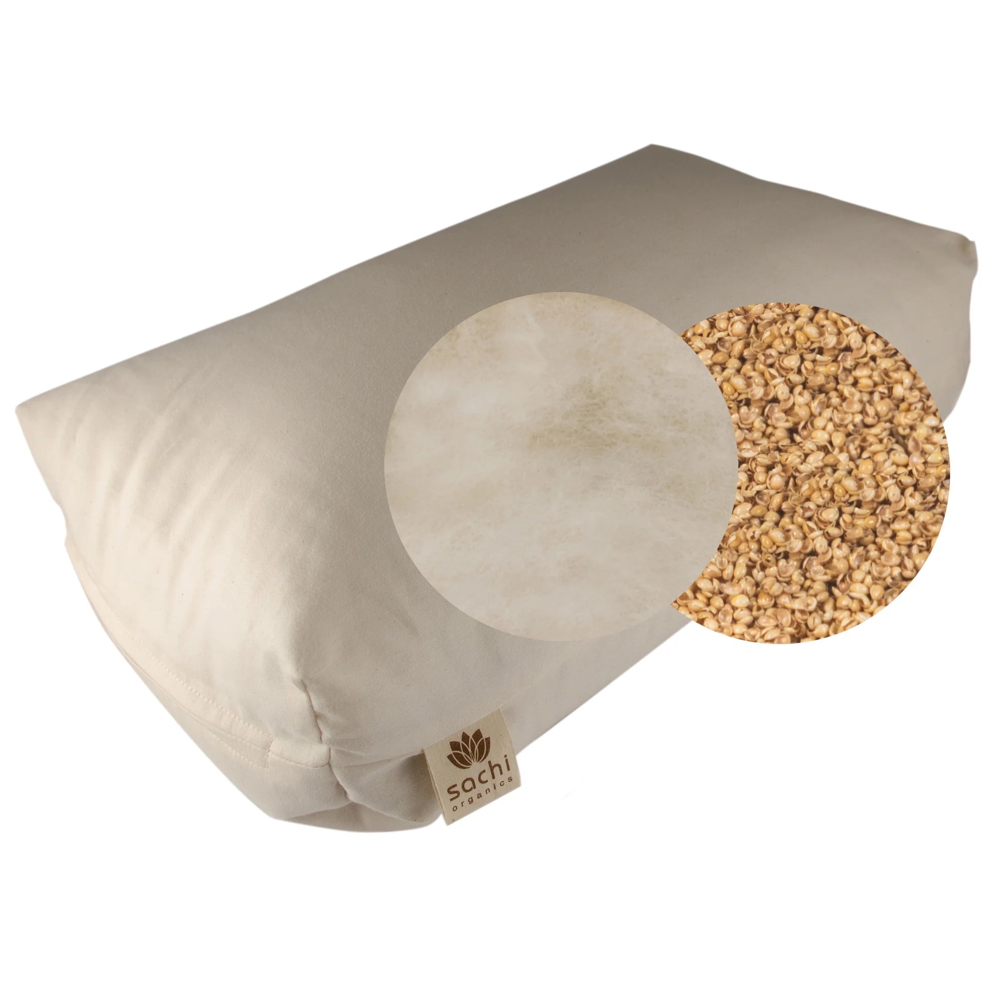 Organic Millet & Wool Pillow by Sachi Organics - Hypoallergenic, Breathable & Supportive for Neck Pain Relief - Perfect for Side Sleepers, Back Pain Sufferers & Eco-Conscious Homes