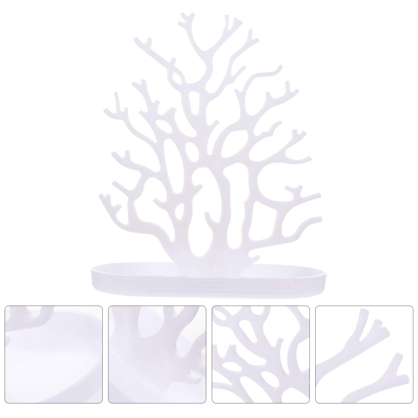 Cabilock 1 Piece White Coral Jewelry Hanger & Display Stand - Jewelry Tower Tree with Necklace & Earring Dish for Necklaces, Earrings, Rings - Perfect for Bedroom, Bathroom & Vanity Organization