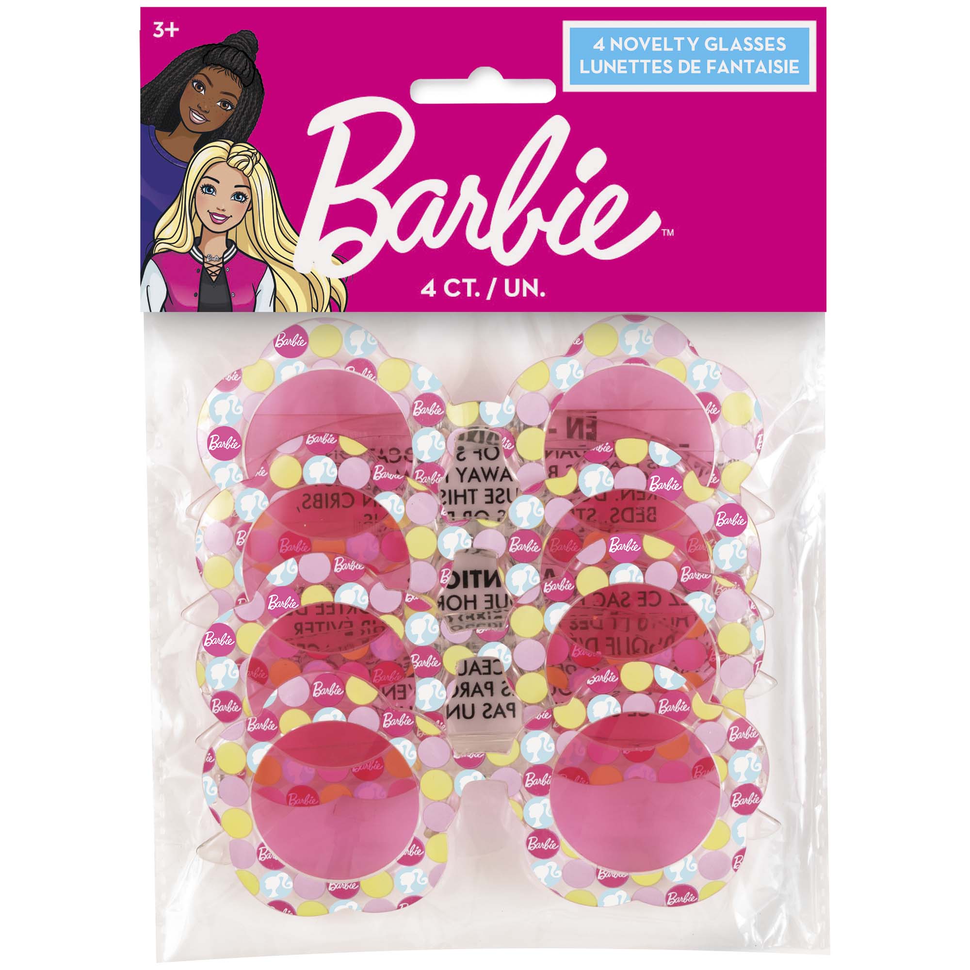 Barbie Birthday Party Plastic Flower Sunglasses - 4 Pack for Kids, Girls, and Women - Fun Accessories for Birthday Celebrations, Pool Parties, and Summer Outfits