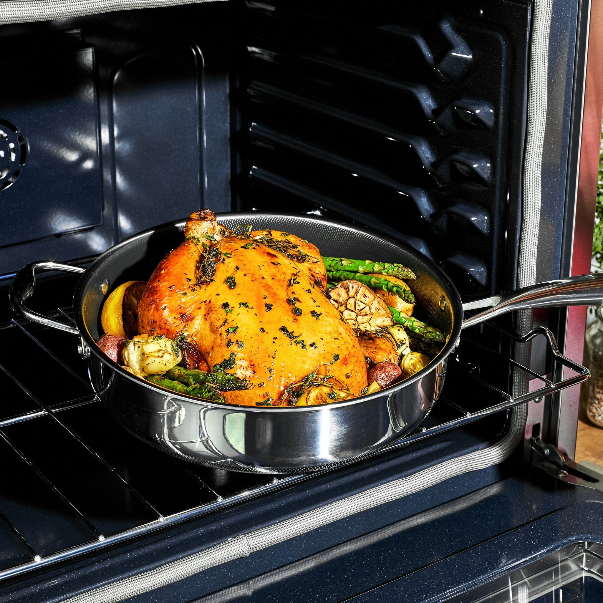 5L Hybrid Deep Sauté Pan with Glass Lid - Nonstick Skillet for Frying, Braising & Stir-Frying - Perfect for Home Cooking & Restaurant Use