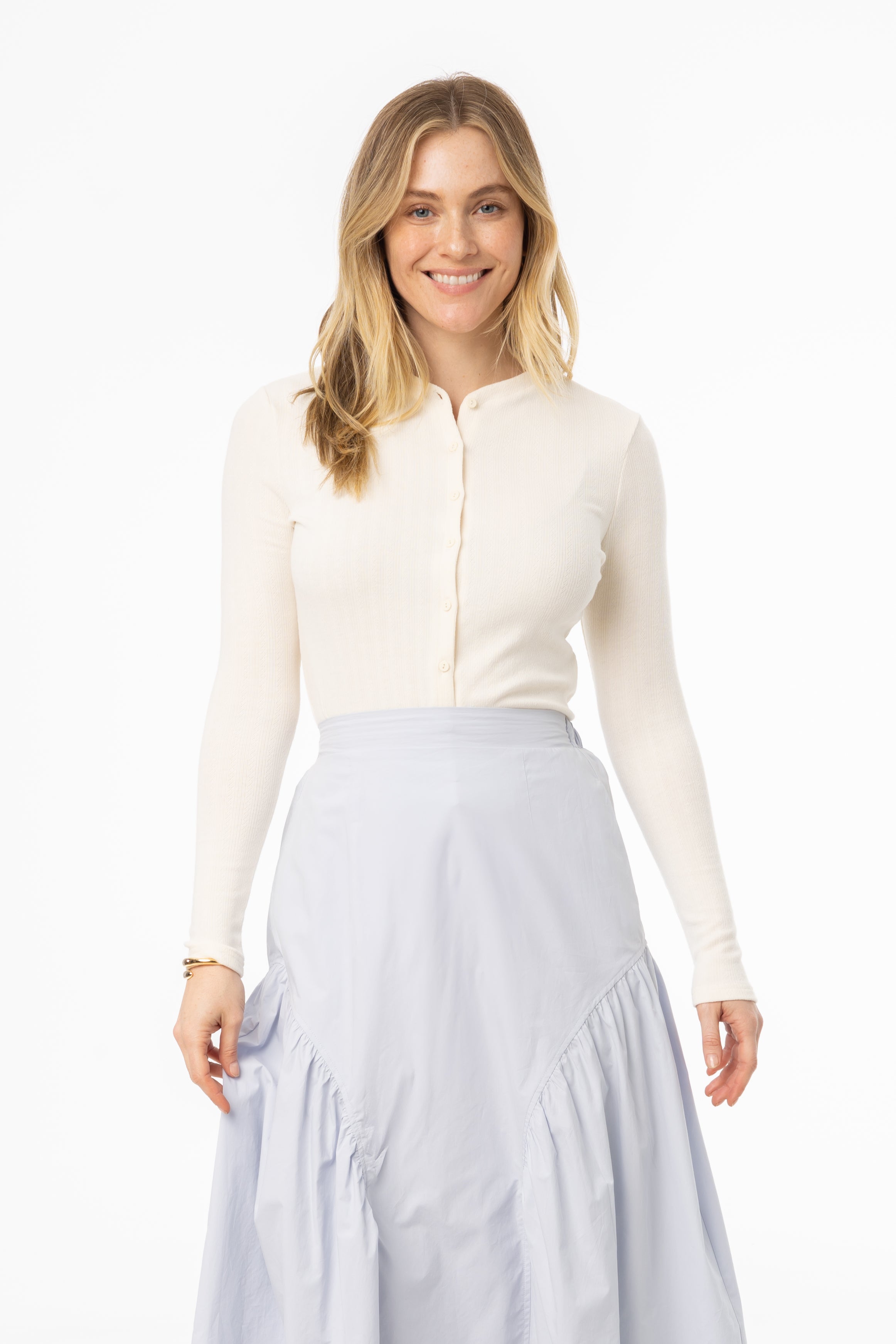 Cream Pointelle Cardigan for Women - Soft Knit Open Front Sweater - Perfect for Casual Outfits, Layering & Cozy Evenings