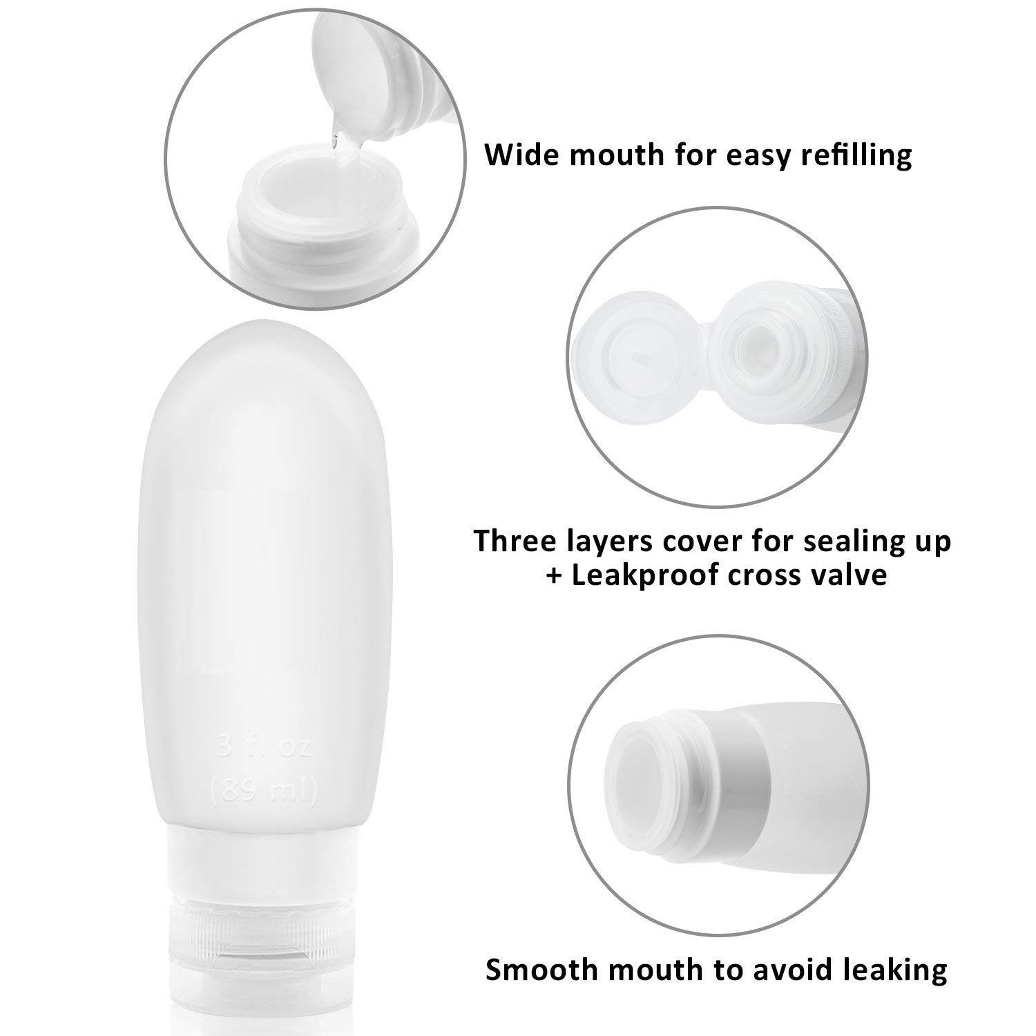 Refillable Travel Size Silicone Tubes - 11 Pack Transparent Squeezable Cosmetic Containers for Shampoo, Lotion & Soap | Leakproof Toiletry Bottles for Airplane, Gym & Vacation Travel Essentials