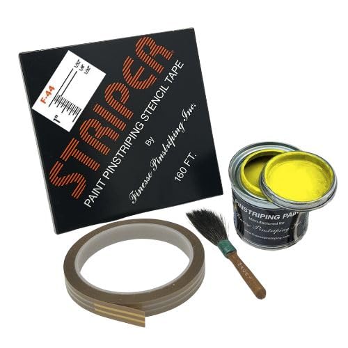 Automotive Pinstriping Kit with Stencil, Brush & Paint - DIY Car & Truck Striping Tool | Striper F-44 | 1/32