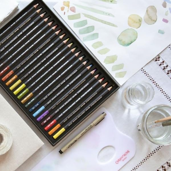 Caran D'ache Museum Aquarelle Watercolor Pencil - Moss Green (3510.225) | Professional Artist Grade Colored Pencils for Sketching, Drawing & Watercolor Painting