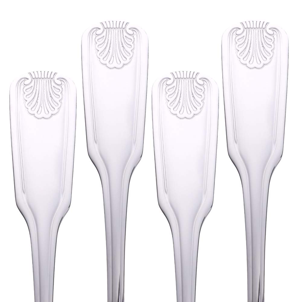 Premium 12-Piece Stainless Steel Salad Forks Set - Elegant Shell Pattern 18/0 Flatware, 6.7