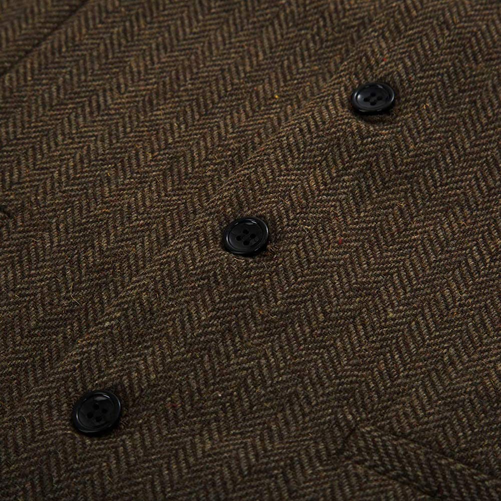 Wemaliyzd Men's 3-Piece Formal Suit Set - Notch Lapel Tweed Blazer, Vest & Dress Pants (Coffee, Size 50R) | Business Attire, Office Wear, Wedding & Special Occasion Outfit