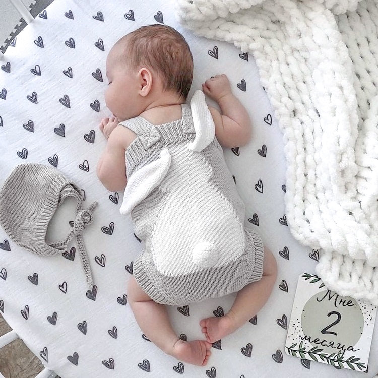 Adorable Bunny Romper for Baby Girls & Boys - Soft Cotton Jumpsuit for Infants & Toddlers - Perfect for Easter, Photo Shoots & Playtime