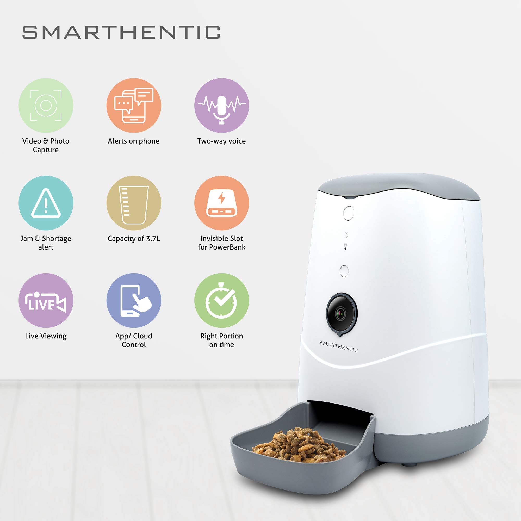 Smart WiFi Pet Feeder with HD Camera - Automatic Cat & Dog Food Dispenser, Programmable Portion Control, APP Control, Voice Recorder - Perfect for Home Monitoring and Pet Care While Traveling