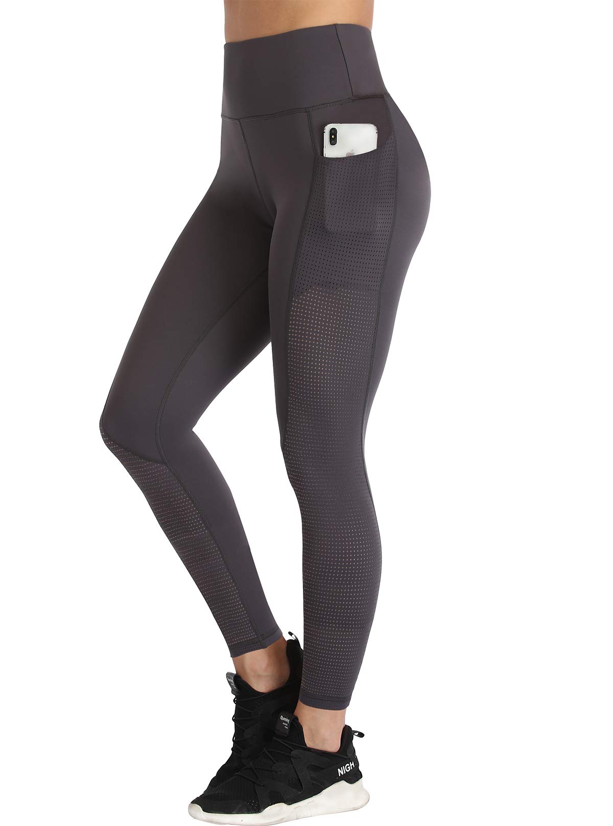 RAYPOSE Women's High Waist Workout Leggings with Pockets - Plus Size Gym Yoga Capri Pants with Mesh Cut Out Design for Running, Training & Lounge Wear