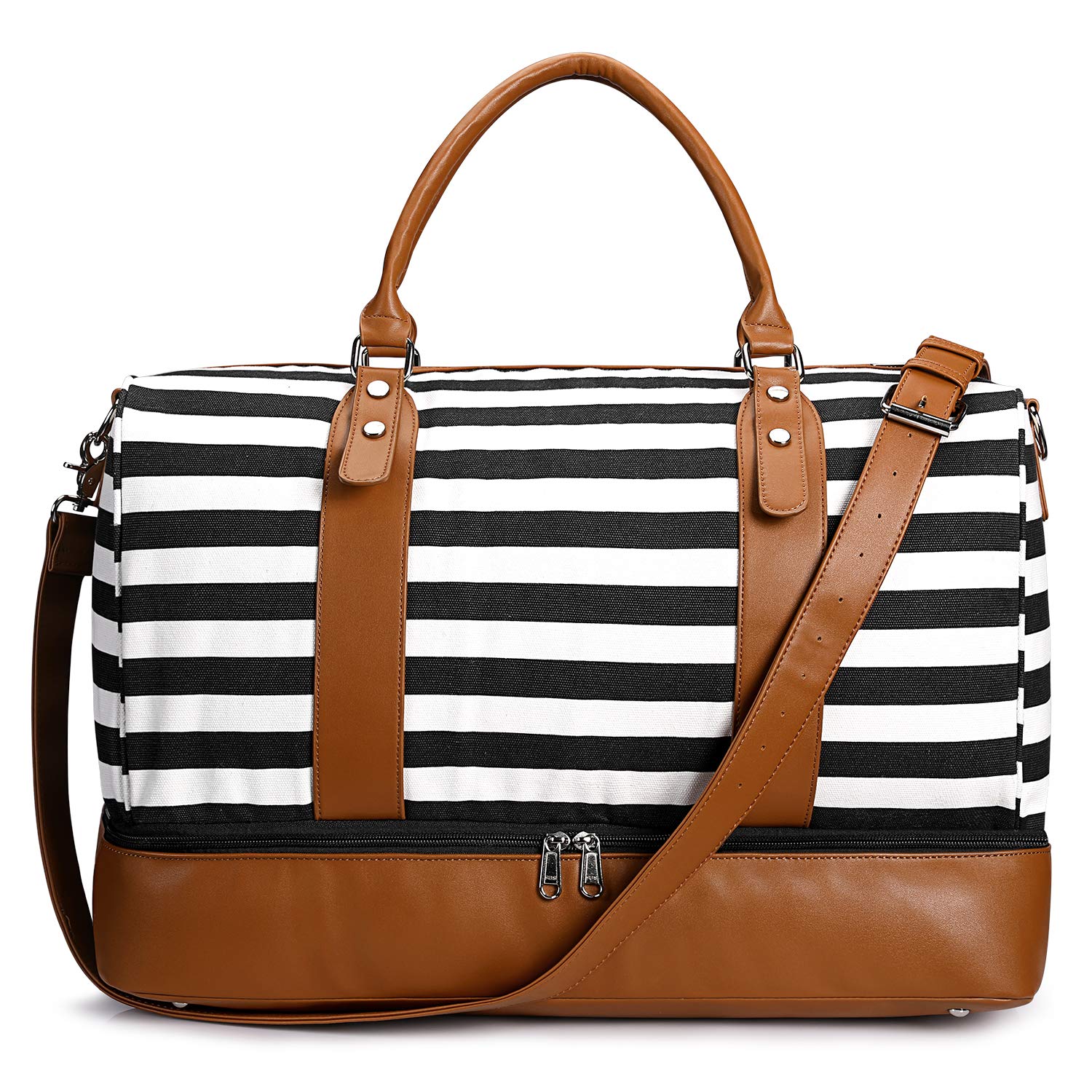 Newshows Women's Canvas Weekender Bag - Large Travel Duffel Carry On Tote with Luggage Sleeve - Perfect for Overnight Trips, Gym, Beach & Weekend Getaways
