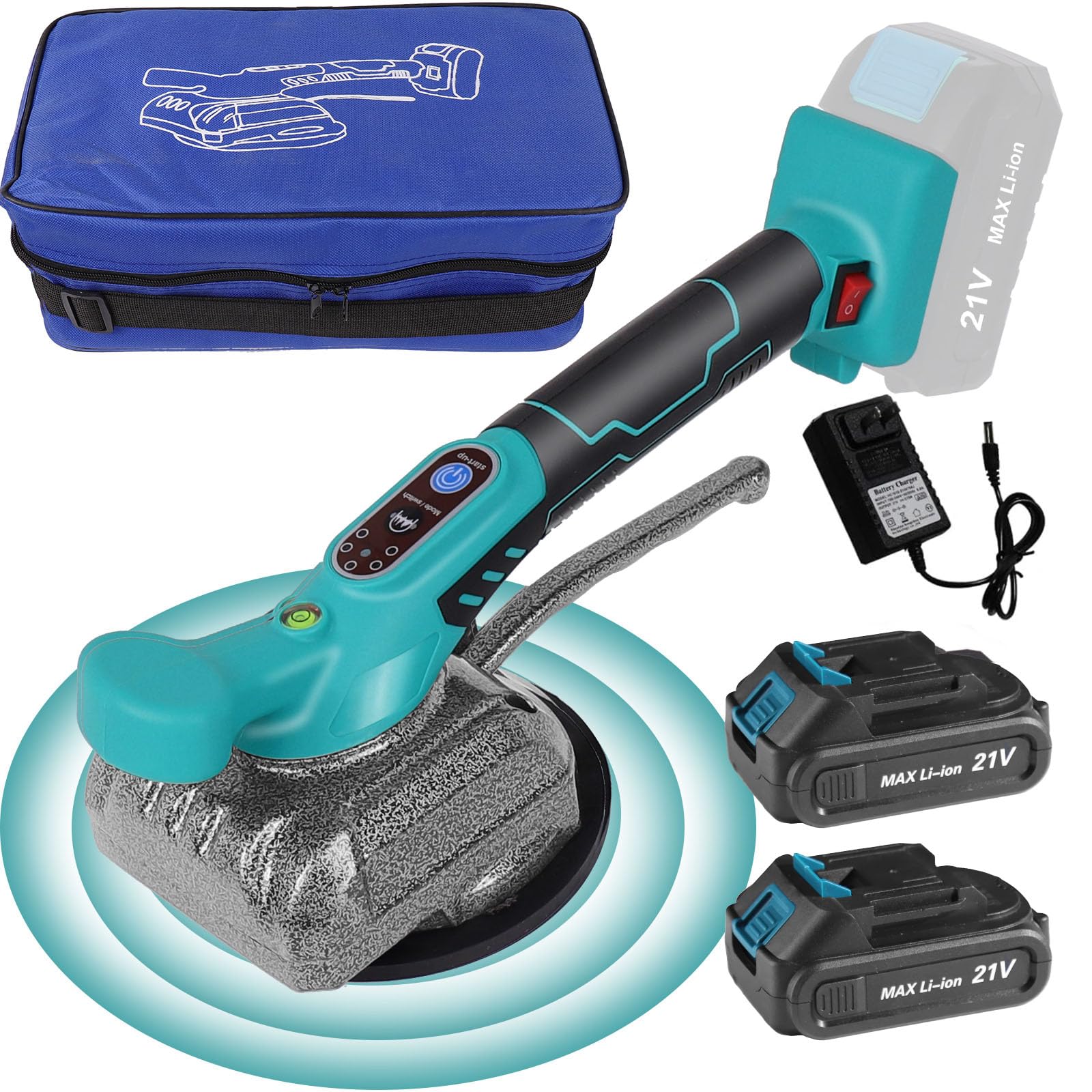 5-Speed Adjustable Suction Cup Handheld Tile Vibration Tool - Automatic Tile Leveling Machine with 2PCS Batteries - Perfect for DIY Home Renovation, Bathroom & Kitchen Tile Installation