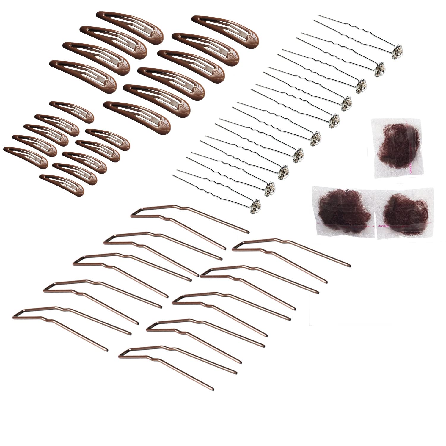 42pcs Brown Snap Hair Clips for Women & Girls - 3 Inch U-Shaped Bobby Pins for Ballet, Dance, School & Everyday Hairstyles - Hair Styling Accessories Kit