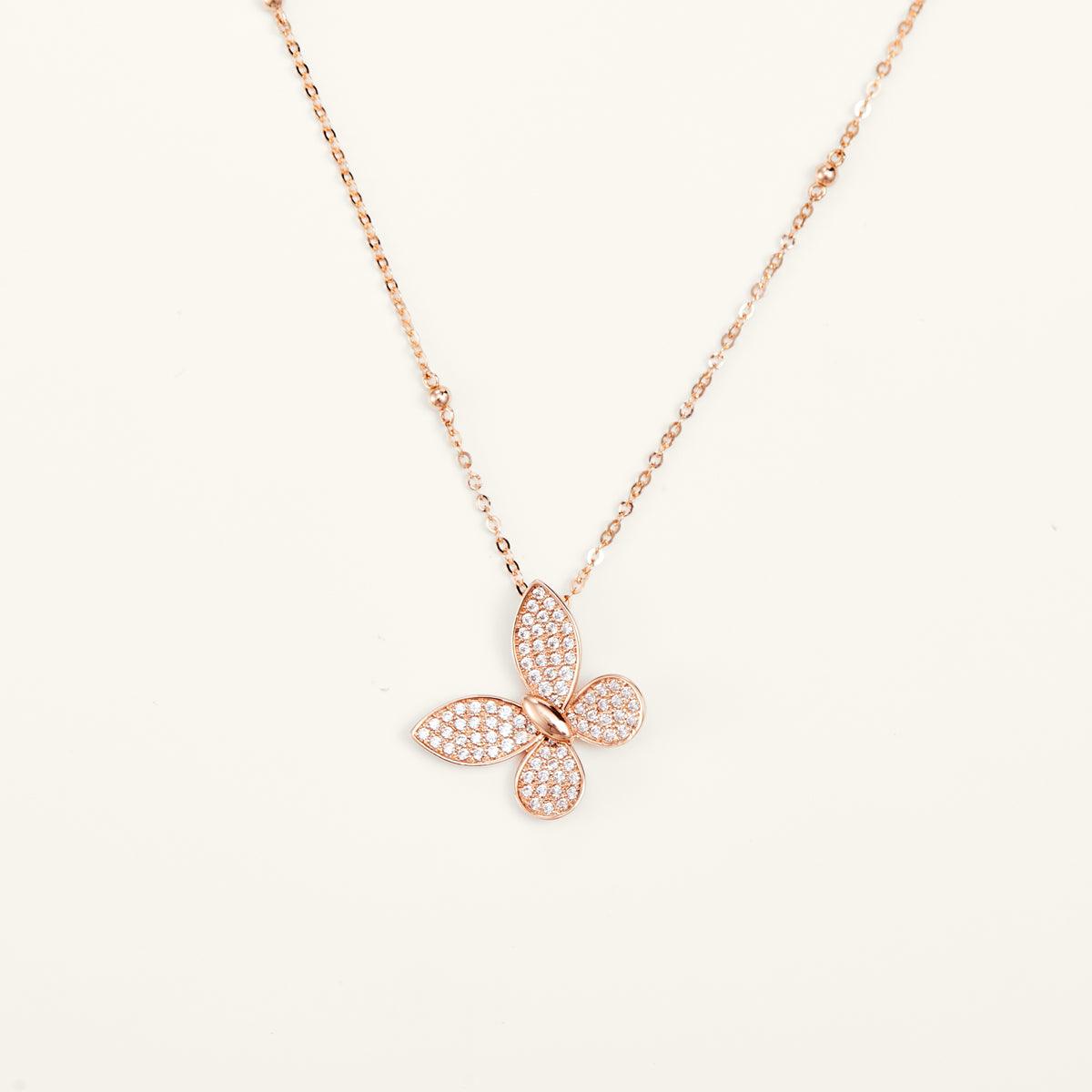 Dreamy Butterfly Rose Gold Pendant Necklace for Women - Elegant 18K Gold Plated Jewelry Gift for Her - Perfect for Valentine's Day, Anniversary & Special Occasions
