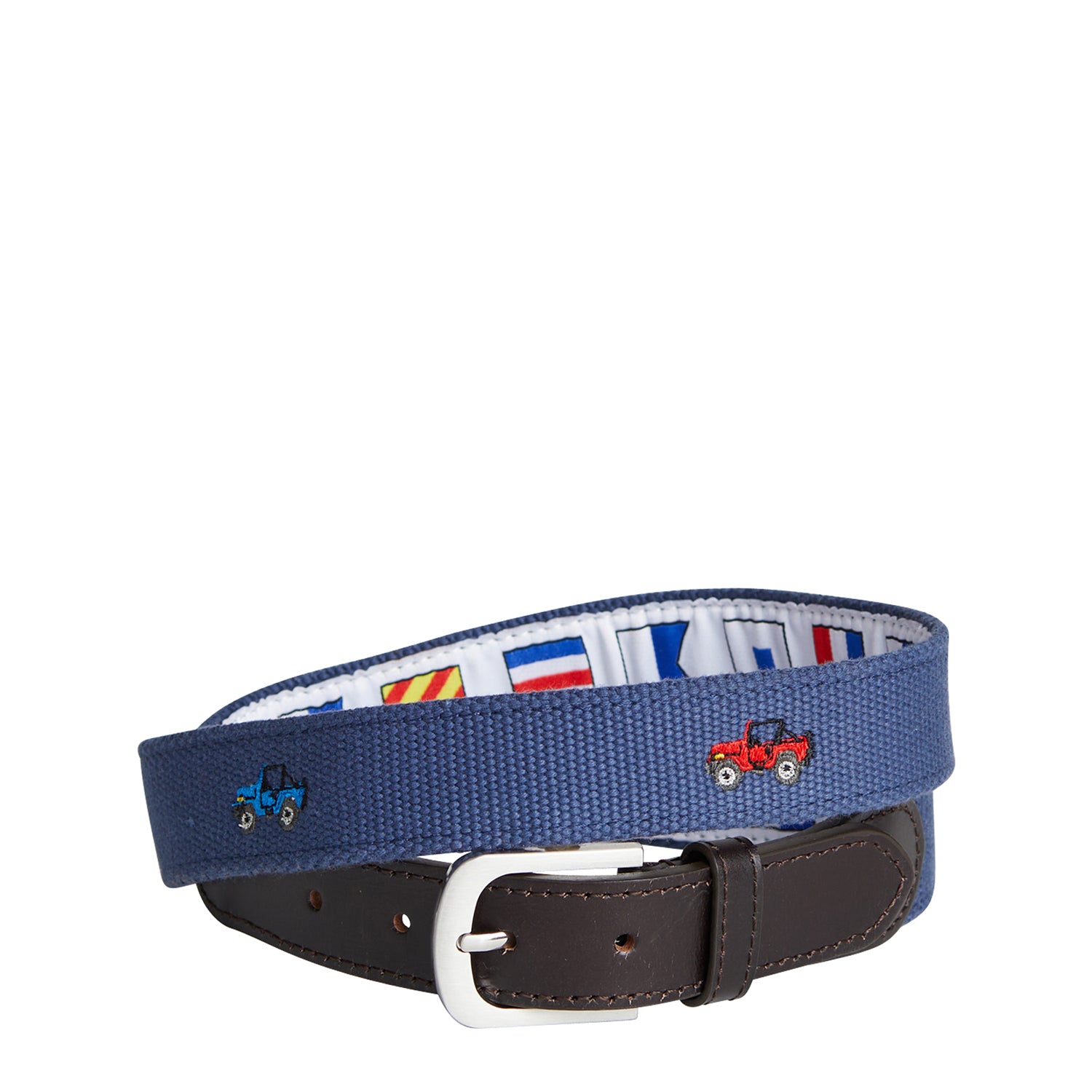 Nantucket Navy Embroidered Bowsprit Belt with Jeeps Design - Classic Preppy Style Accessory for Men & Women | Perfect for Casual Outfits, Summer Wear, and Nautical-Themed Events