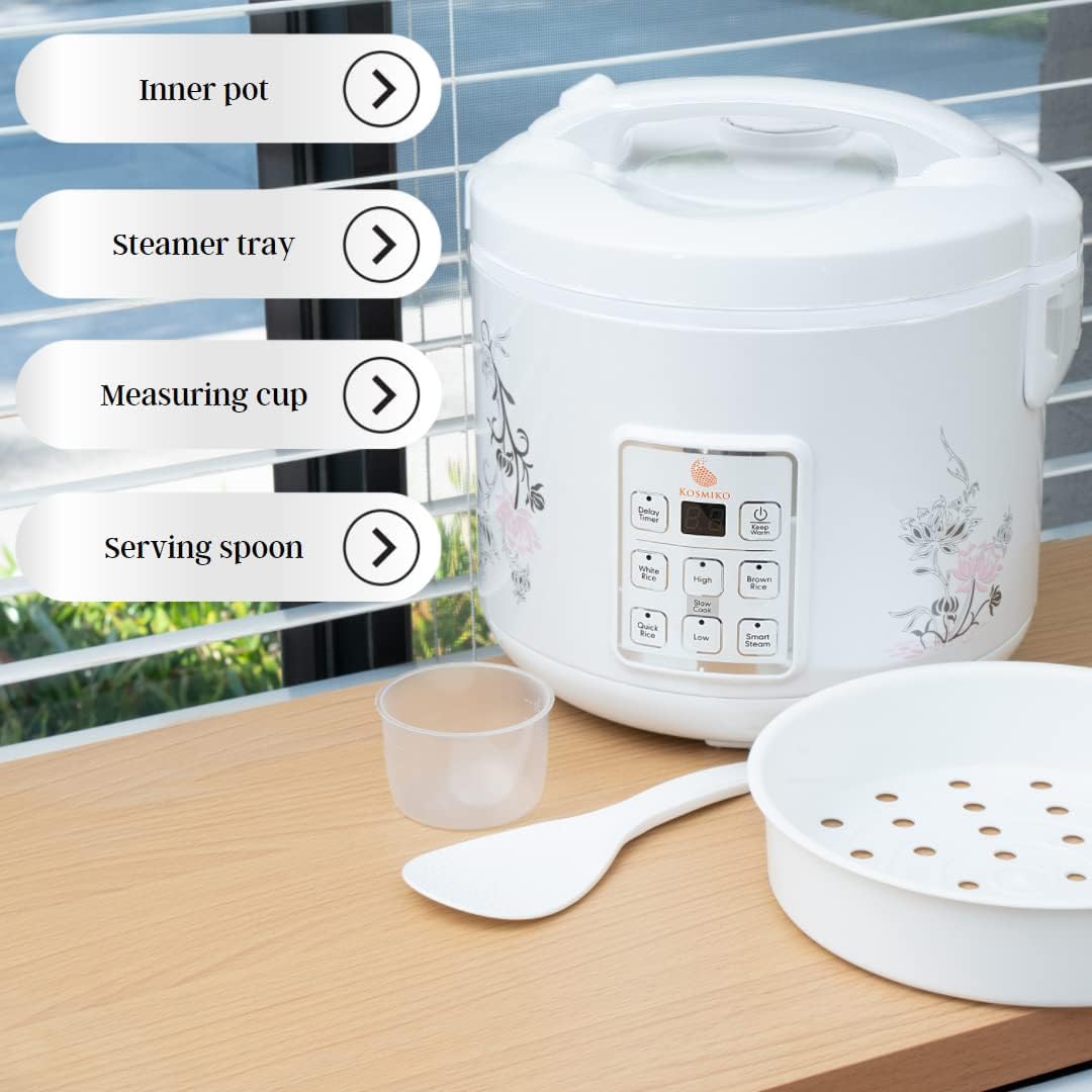 KOSMIKO 20-Cup Rice Cooker (10-Cup Uncooked) – Multi-Function Electric Steamer for Rice, Meat, Vegetables – Programmable Instant Pot with Elegant Design – Perfect for Home Kitchen, Meal Prep & Healthy Cooking