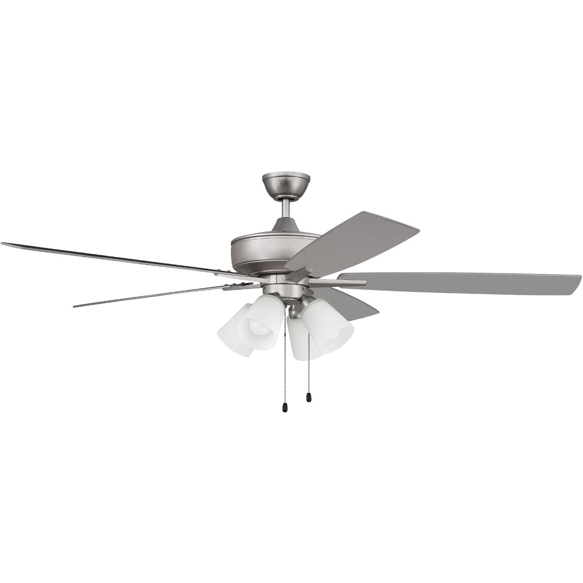 Craftmade S114BN5-60BNGW 60-Inch Indoor Ceiling Fan with LED Light Kit, 5 Reversible Brushed Nickel/Greywood Blades, Pull Chain Control - Perfect for Living Room, Bedroom, and Office Spaces