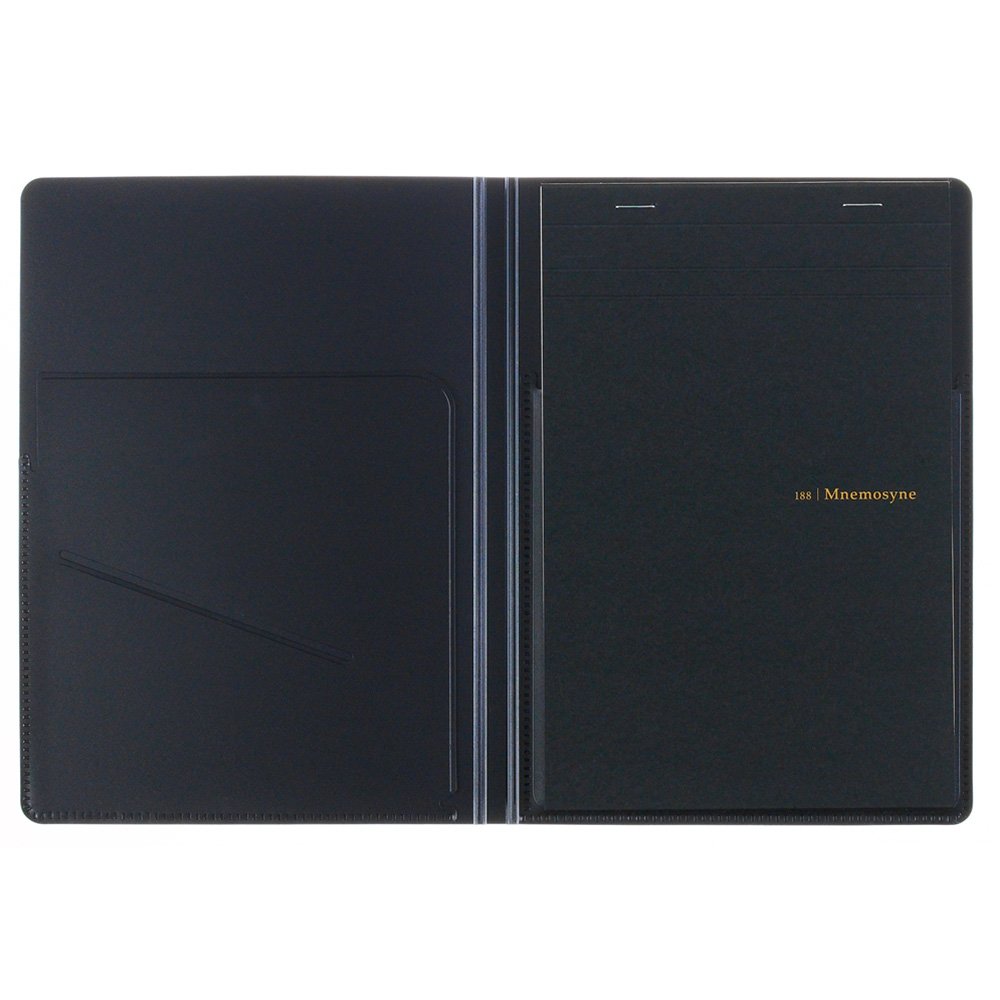 Mnemosyne HN188A A5 Spiral Notebook with Folder - Black, 5.8