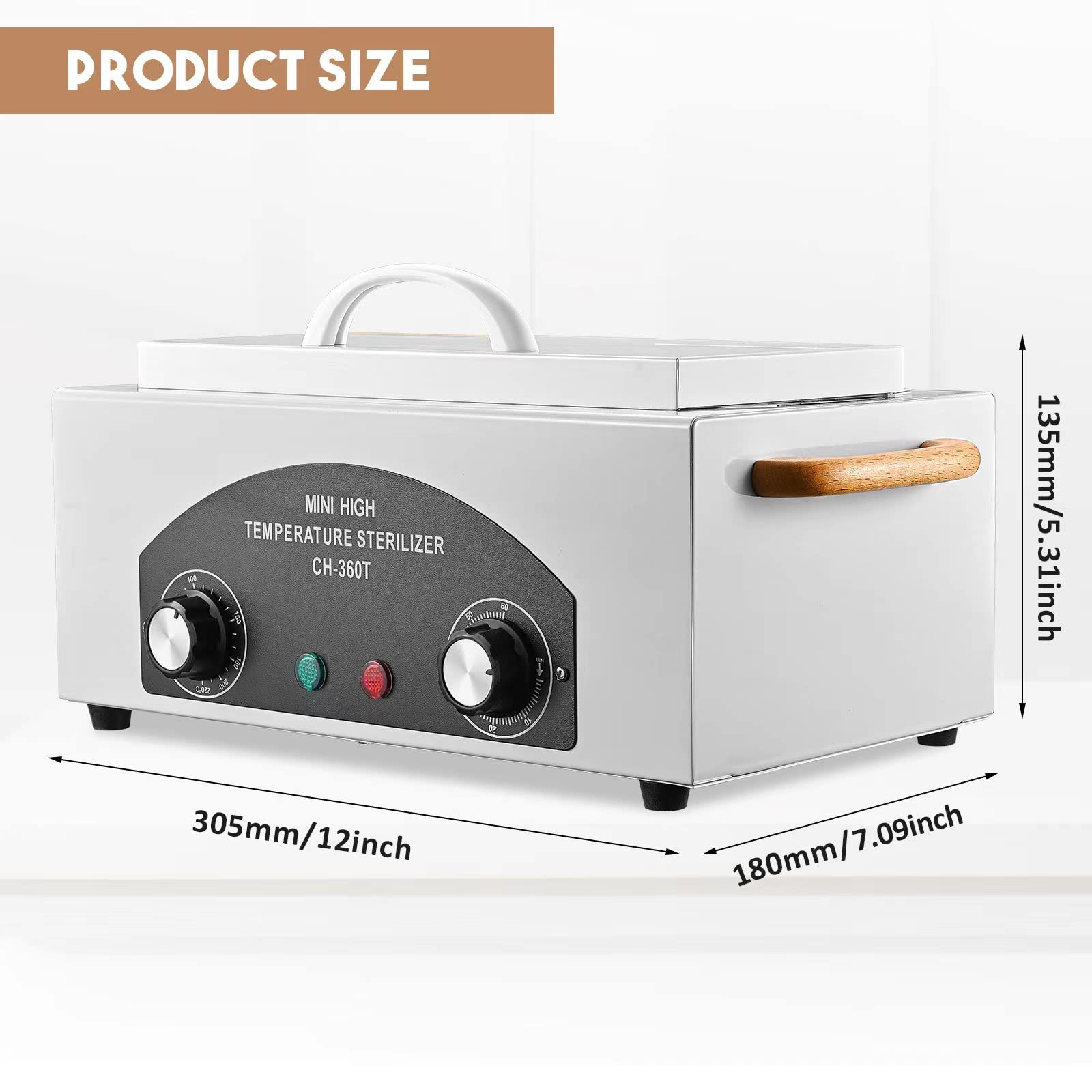 110V 300W High Temperature Autoclave Sterilizer Machine - 1.5L Dry Heat Nail & Dental Tool Sterilizer with Handle for Salon & Spa Equipment | Perfect for Metal Tools Disinfection in Beauty Clinics