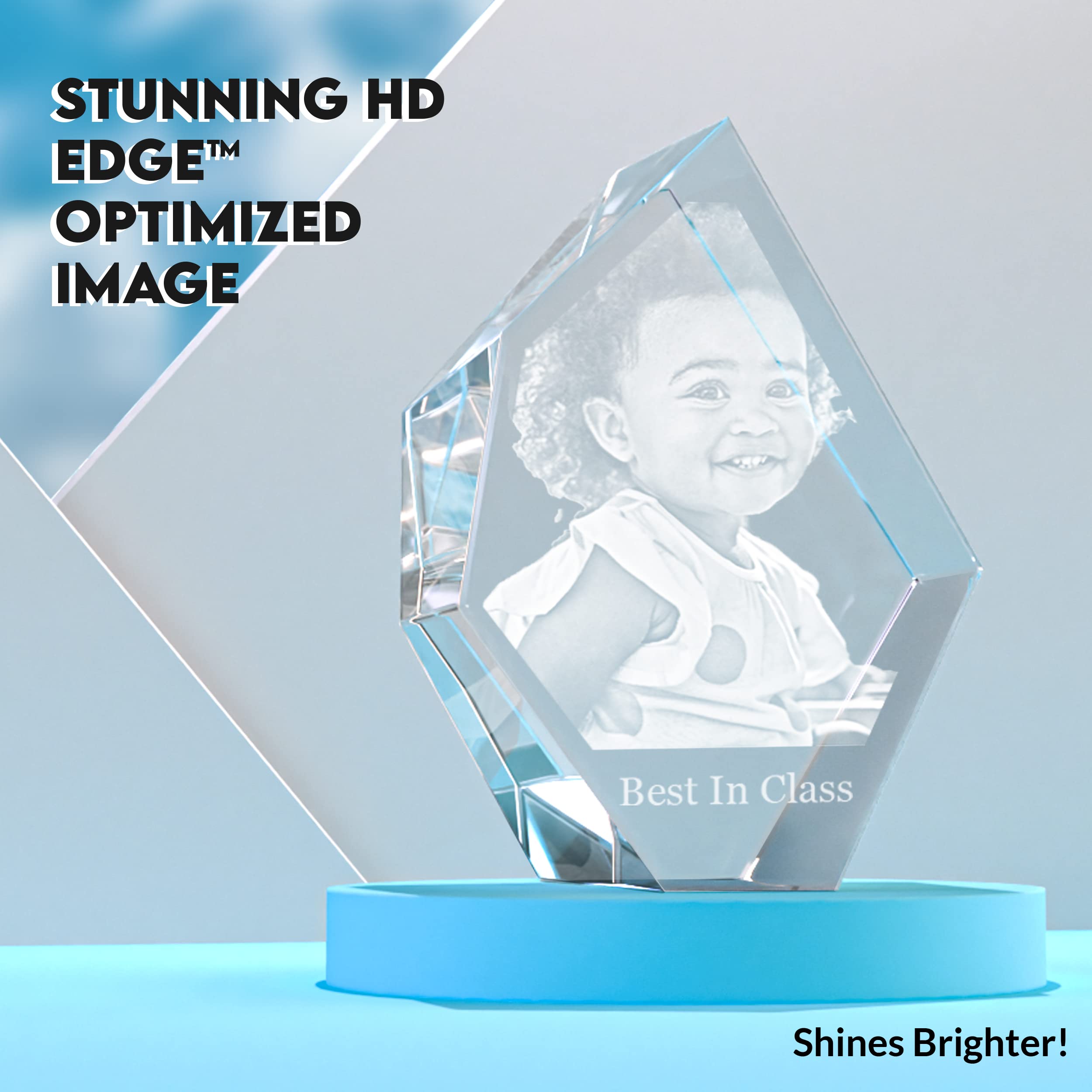 3D Personalized Crystal Photo Gift - Custom Laser Engraved Inside Iceberg Crystal for Mom, Dad, Men & Women | Unique Christmas Present with Your Own Picture | Perfect for Anniversaries, Weddings, Memorials & Special Occasions