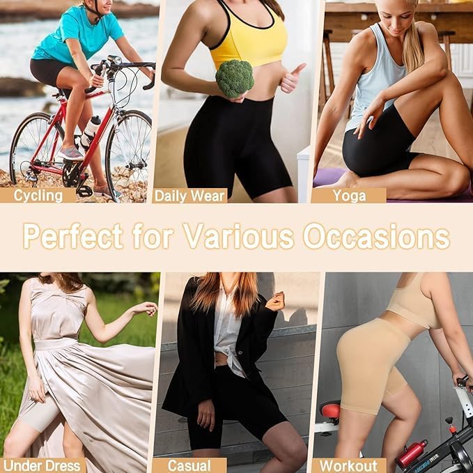 TEXTREE Women's Cotton Mid Waist Biker Shorts - Breathable Yoga, Running & Workout Shorts for Cycling, Gym & Under Dresses | Perfect for Activewear & Casual Wear