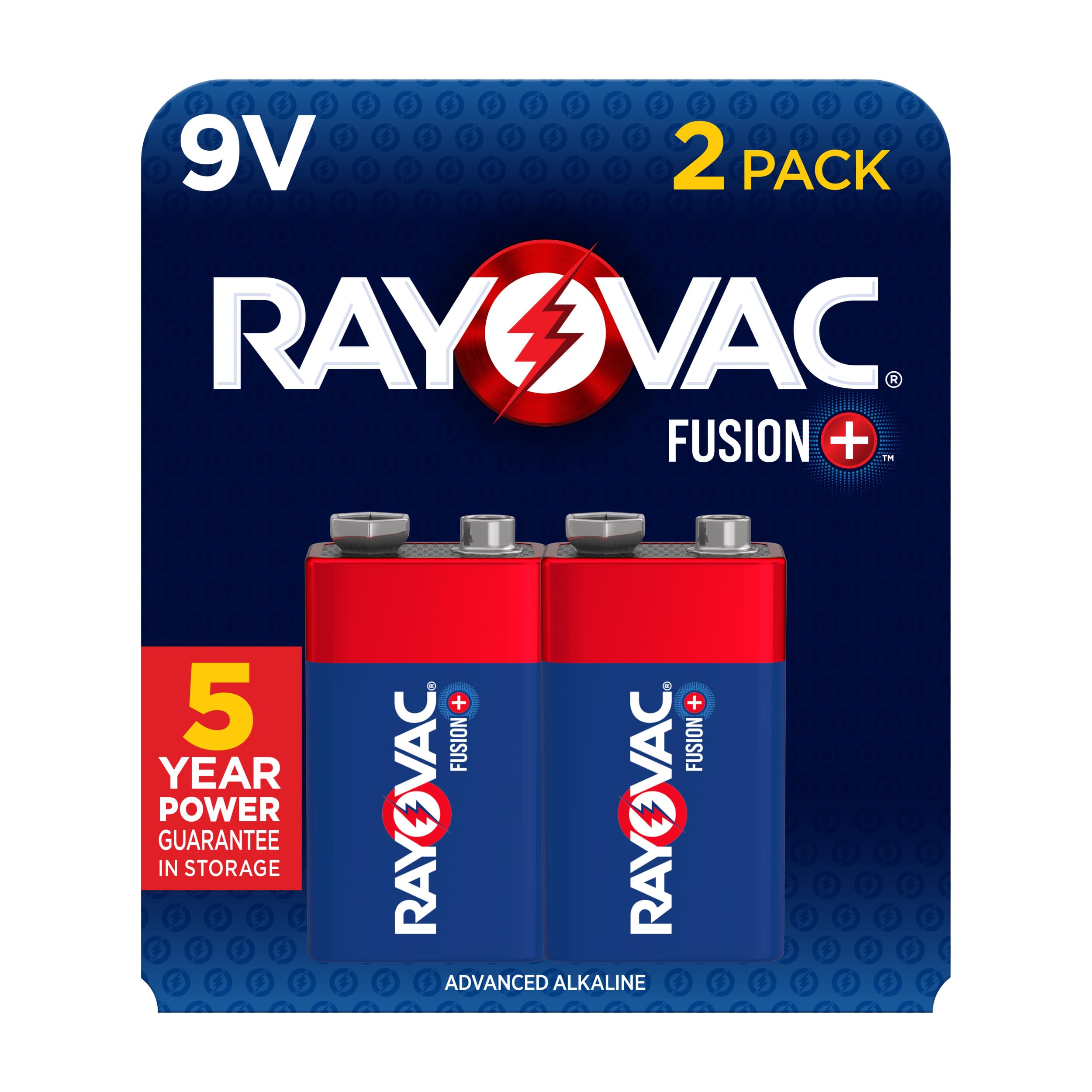 Rayovac Fusion 9V Alkaline Batteries - 2 Pack | Long-Lasting Power for Smoke Detectors, Toys & Electronics
