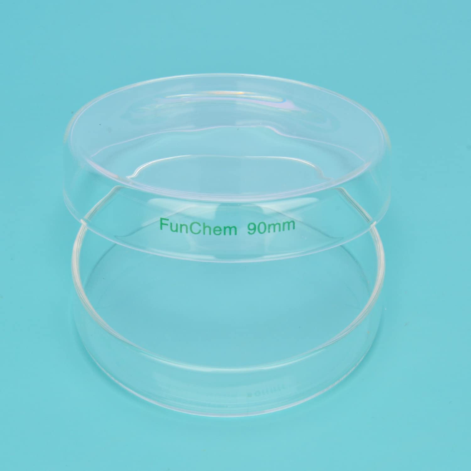FunChem Autoclavable Glass Petri Dishes - 90x20mm Lab-Grade Cell Culture Dishes with Clear Lid (Pack of 10) - Ideal for Microbiology Experiments, Bacterial Culturing & Scientific Research
