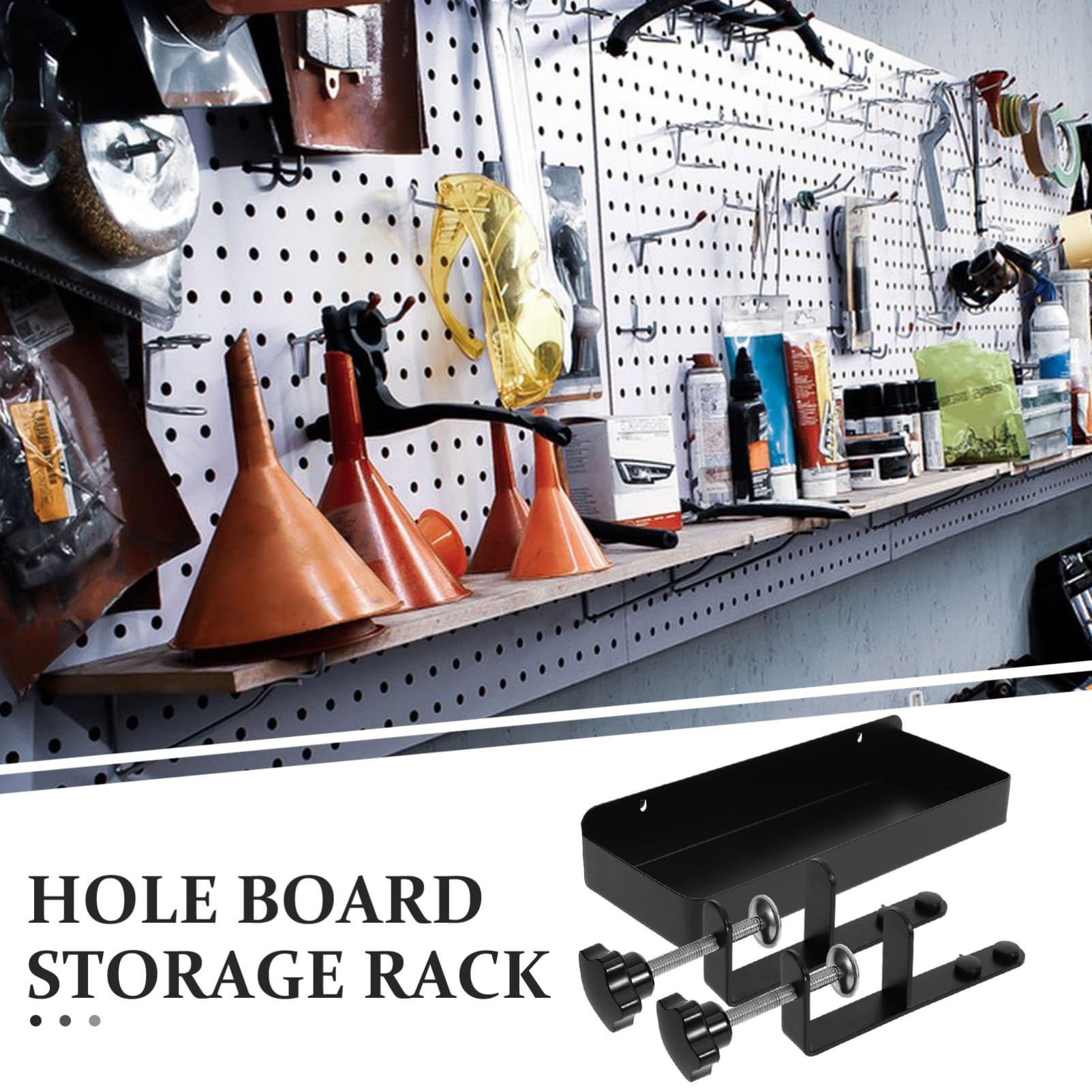 DOITOOL 1 Set Metal Perforated Board Storage Rack with Pegboard Hooks - Organize Tools, Craft Supplies & Hardware for Garage, Workshop, or DIY Projects