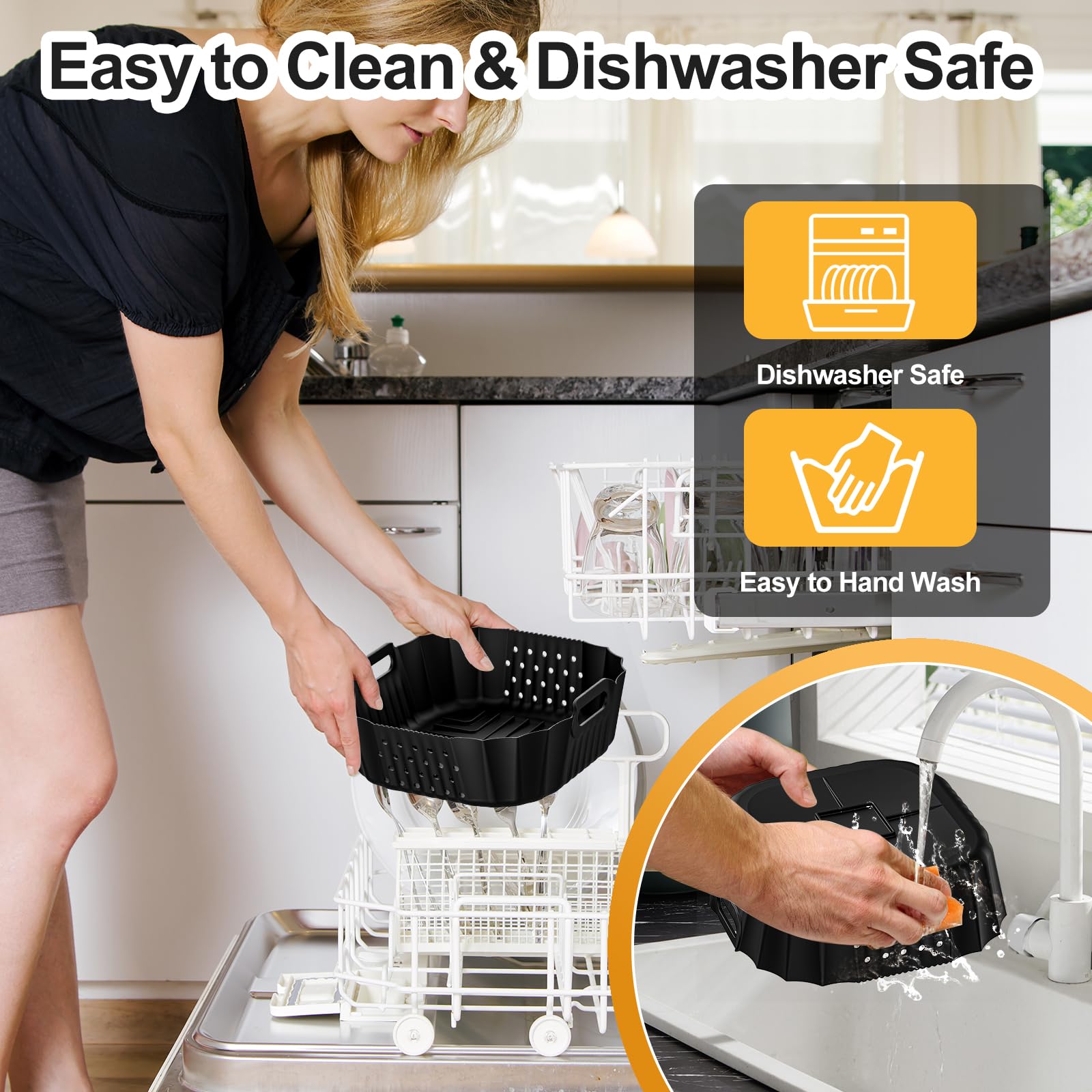 Ninja Air Fryer Silicone Liners Set - 2 Pack Non-Stick Basket Accessories for FN101GY/FN101SG/FN101ST Models | Fits 4 QT & 6 Cup Glass Containers | Reusable, Easy Clean | Perfect for Healthy Cooking, Meal Prep & Family Snacks