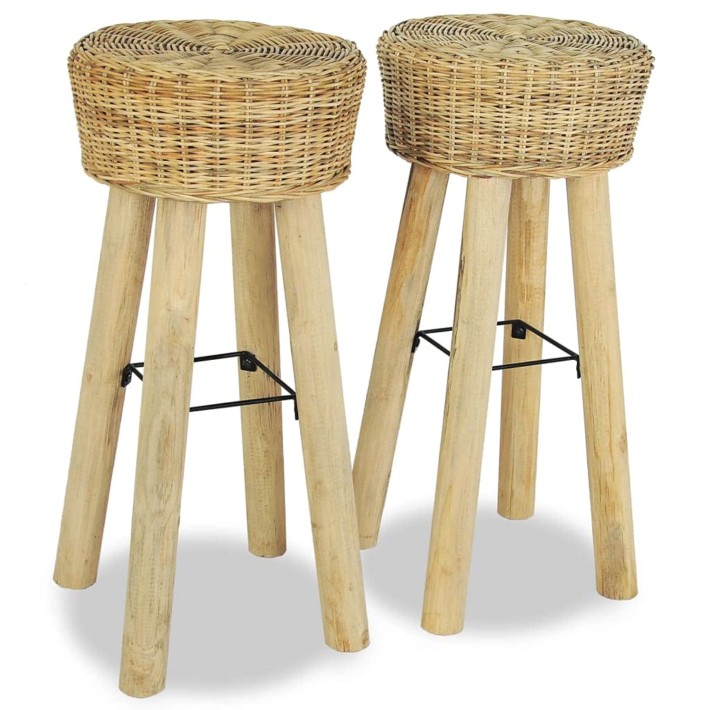Modern Swivel Bar Stools with Backrest - Set of 2 Natural Rattan Counter Height Stools for Kitchen Island, Breakfast Bar & Home Decor - Comfortable & Stylish Bar Chairs for Dining & Entertaining